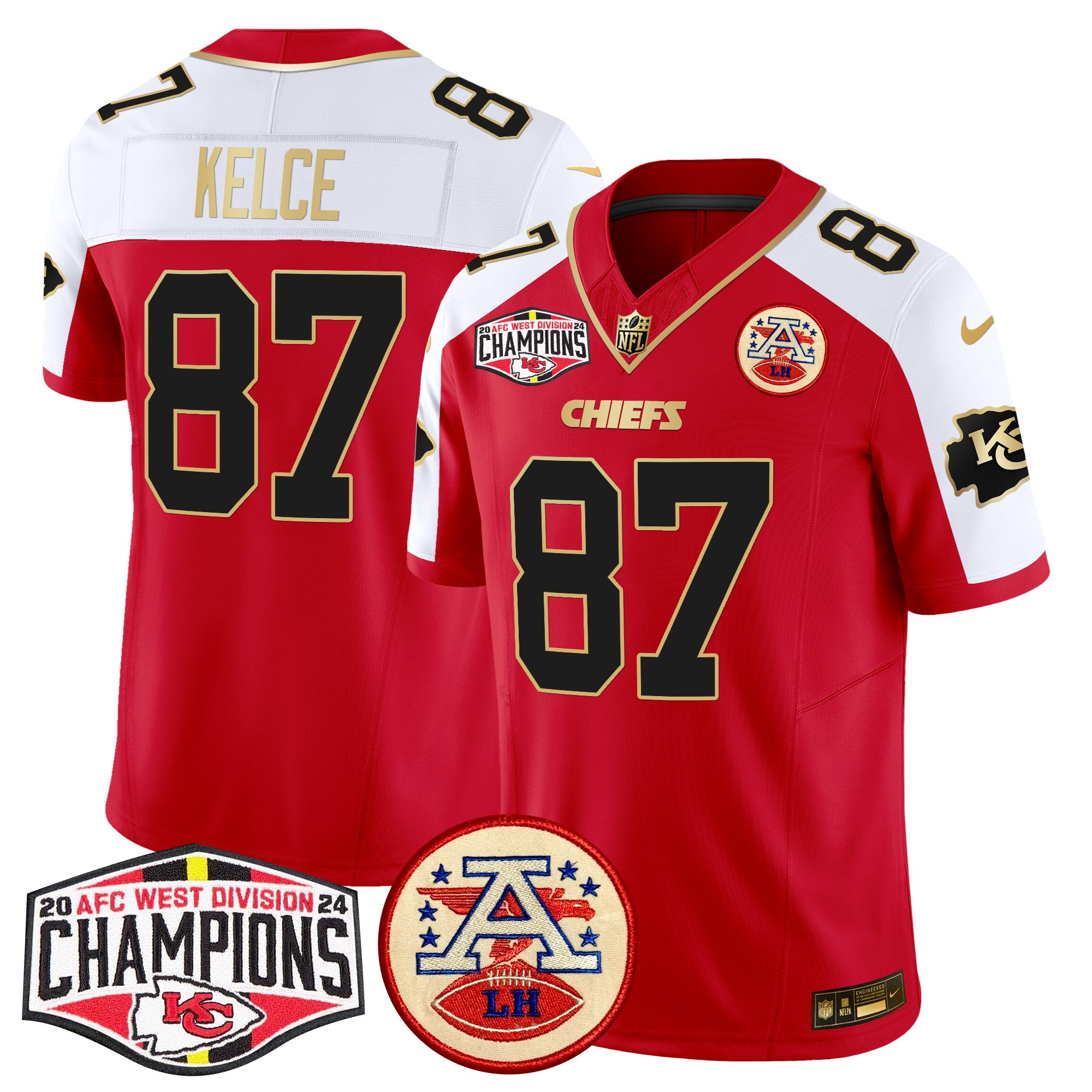 Men's Kansas City Chiefs 2024 AFC West Division Champions Patch Vapor Limited Jersey - All Stitched - Image 10