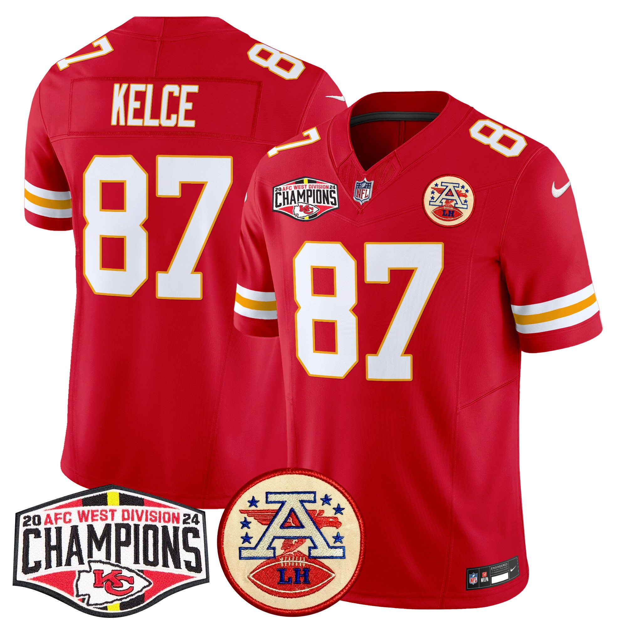 Men's Kansas City Chiefs 2024 AFC West Division Champions Patch Vapor Limited Jersey - All Stitched - Image 42