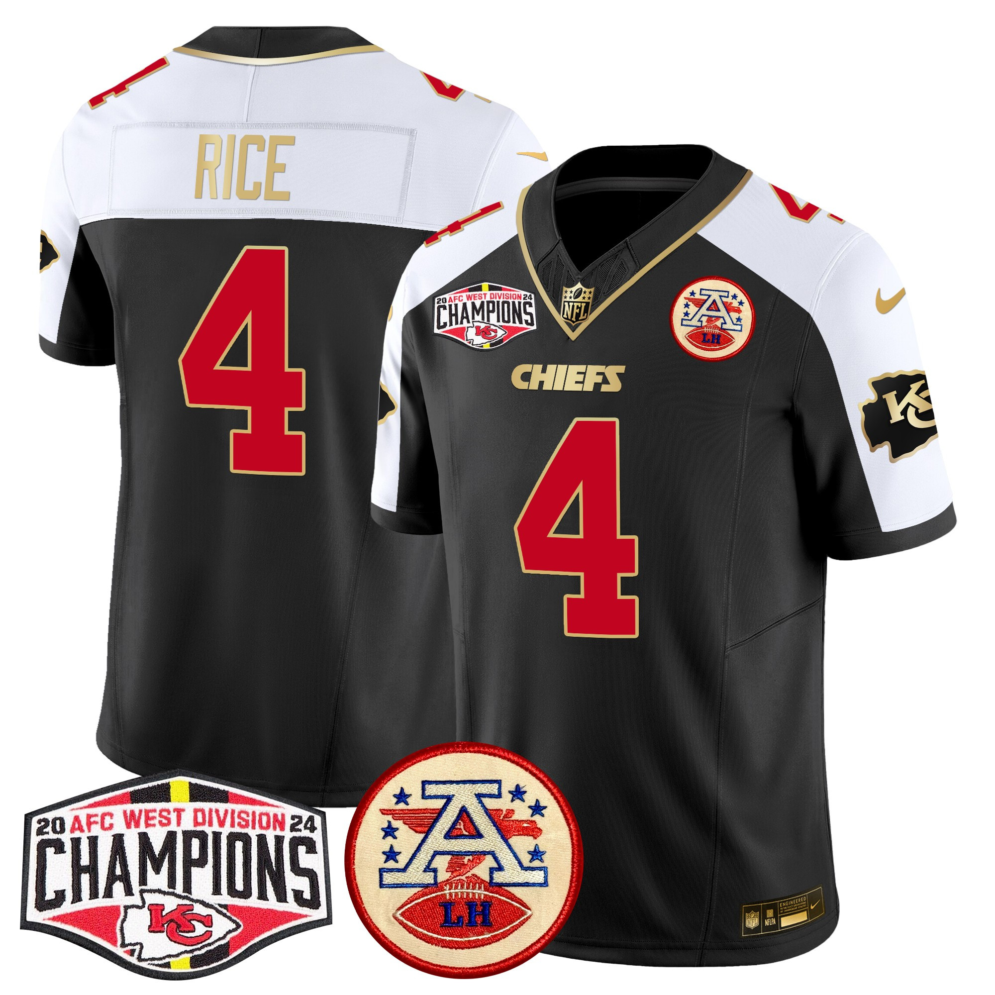 Men's Kansas City Chiefs 2024 AFC West Division Champions Patch Vapor Limited Jersey - All Stitched - Image 7