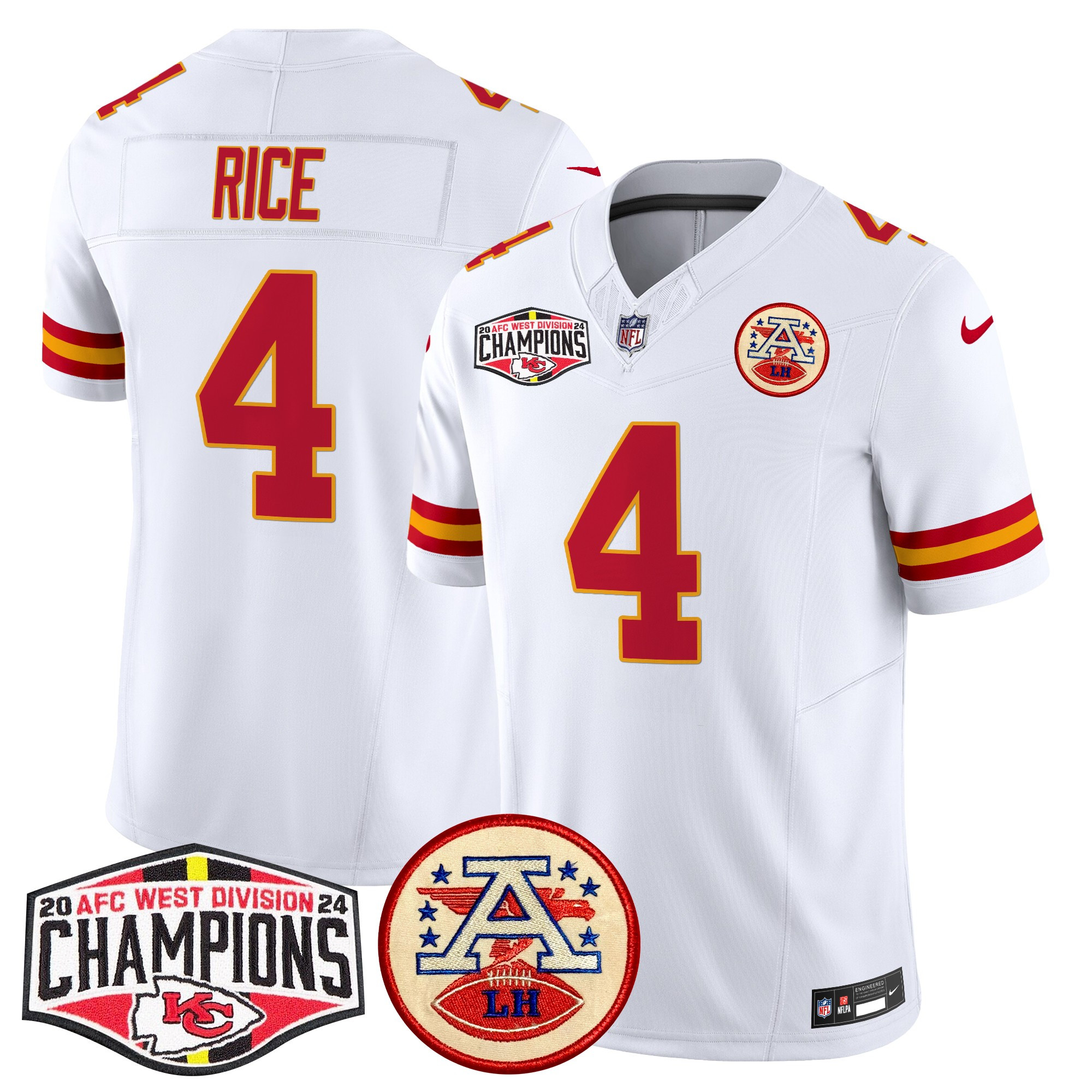 Men's Kansas City Chiefs 2024 AFC West Division Champions Patch Vapor Limited Jersey - All Stitched - Image 55