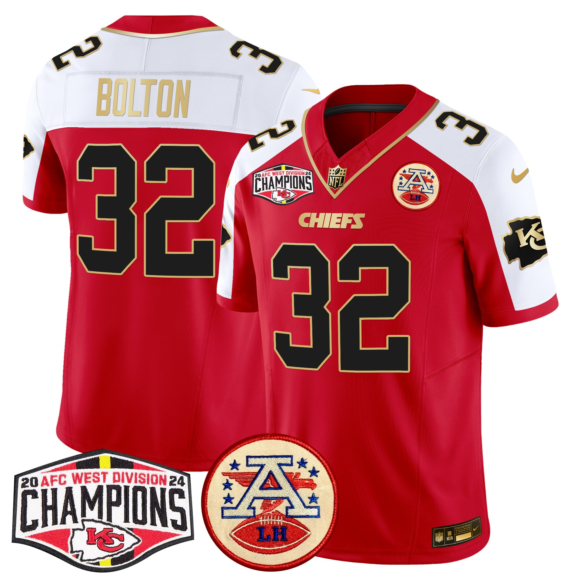 Men's Kansas City Chiefs 2024 AFC West Division Champions Patch Vapor Limited Jersey - All Stitched - Image 14