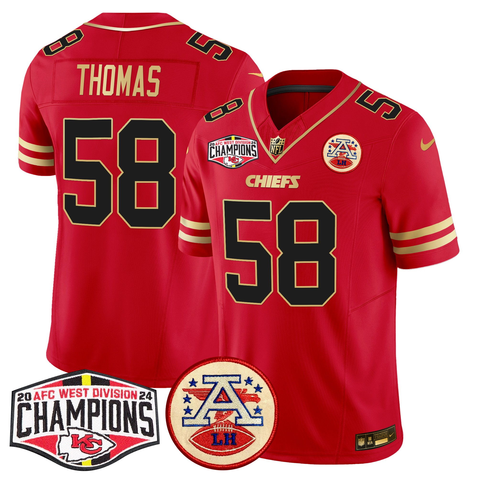 Men's Kansas City Chiefs 2024 AFC West Division Champions Patch Vapor Limited Jersey - All Stitched - Image 19