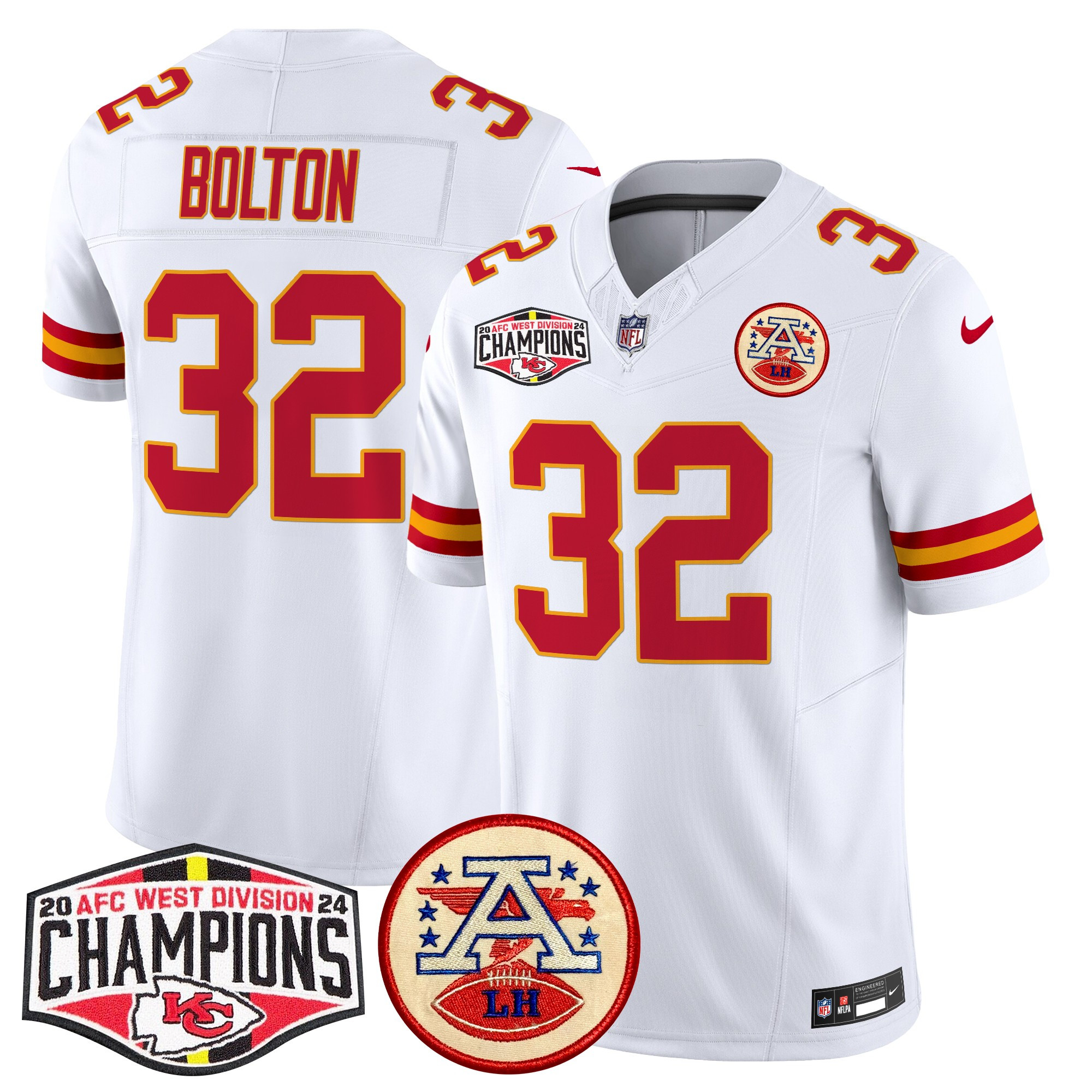 Men's Kansas City Chiefs 2024 AFC West Division Champions Patch Vapor Limited Jersey - All Stitched - Image 54