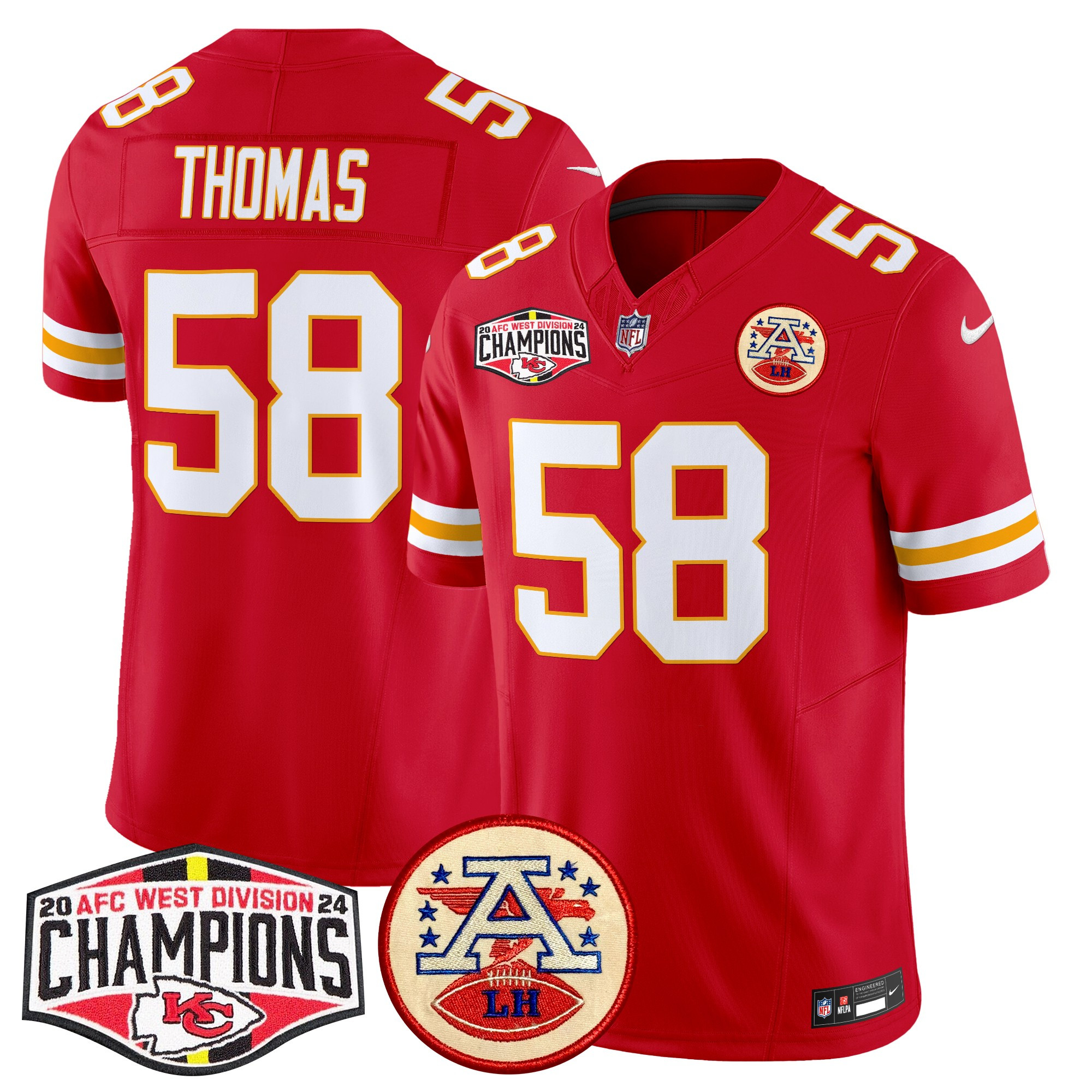Men's Kansas City Chiefs 2024 AFC West Division Champions Patch Vapor Limited Jersey - All Stitched - Image 43