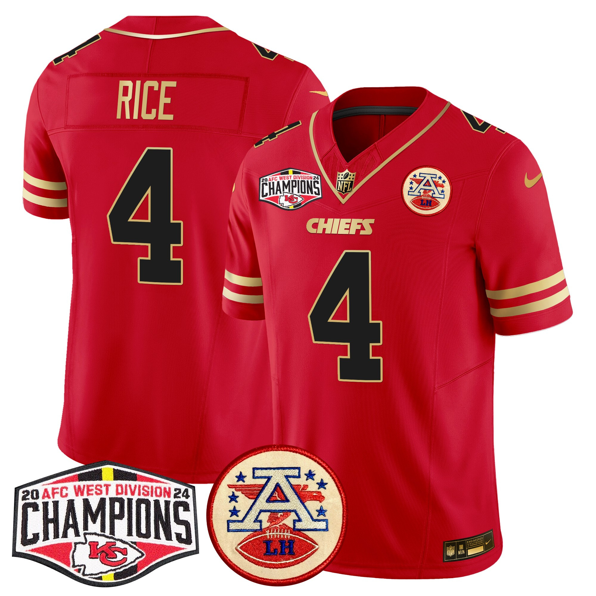 Men's Kansas City Chiefs 2024 AFC West Division Champions Patch Vapor Limited Jersey - All Stitched - Image 23