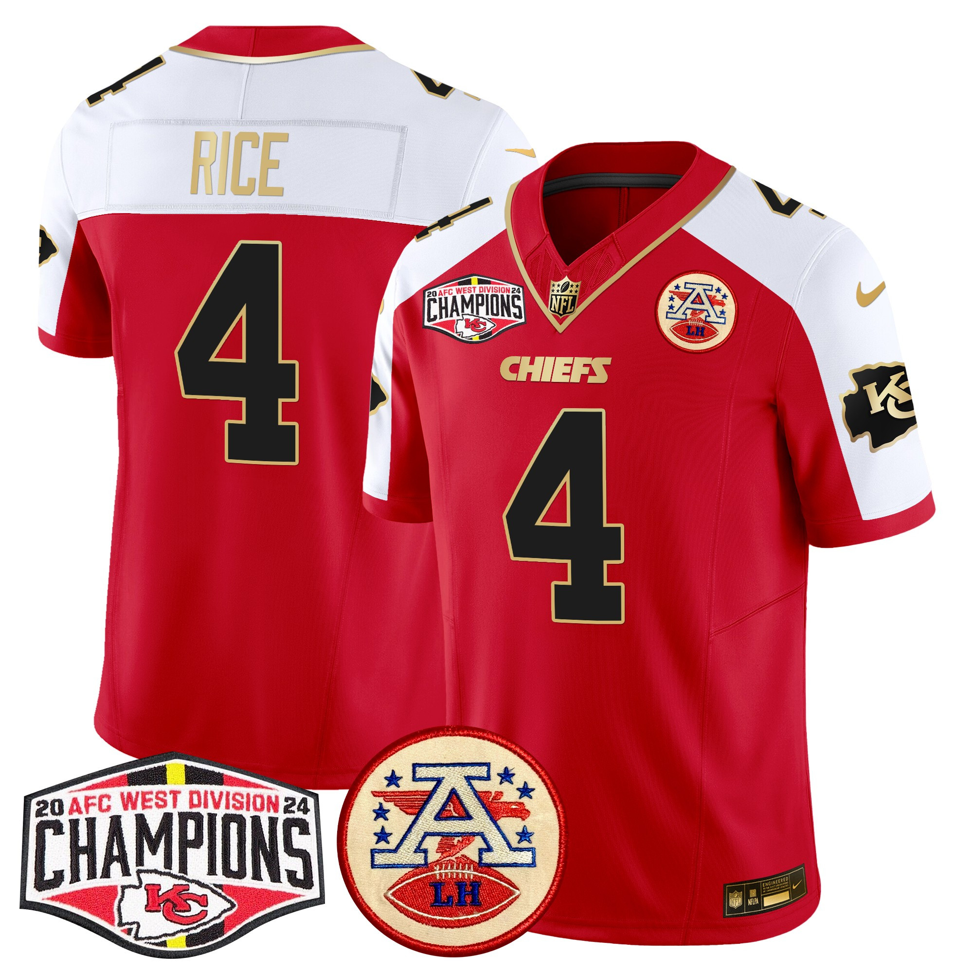 Men's Kansas City Chiefs 2024 AFC West Division Champions Patch Vapor Limited Jersey - All Stitched - Image 15