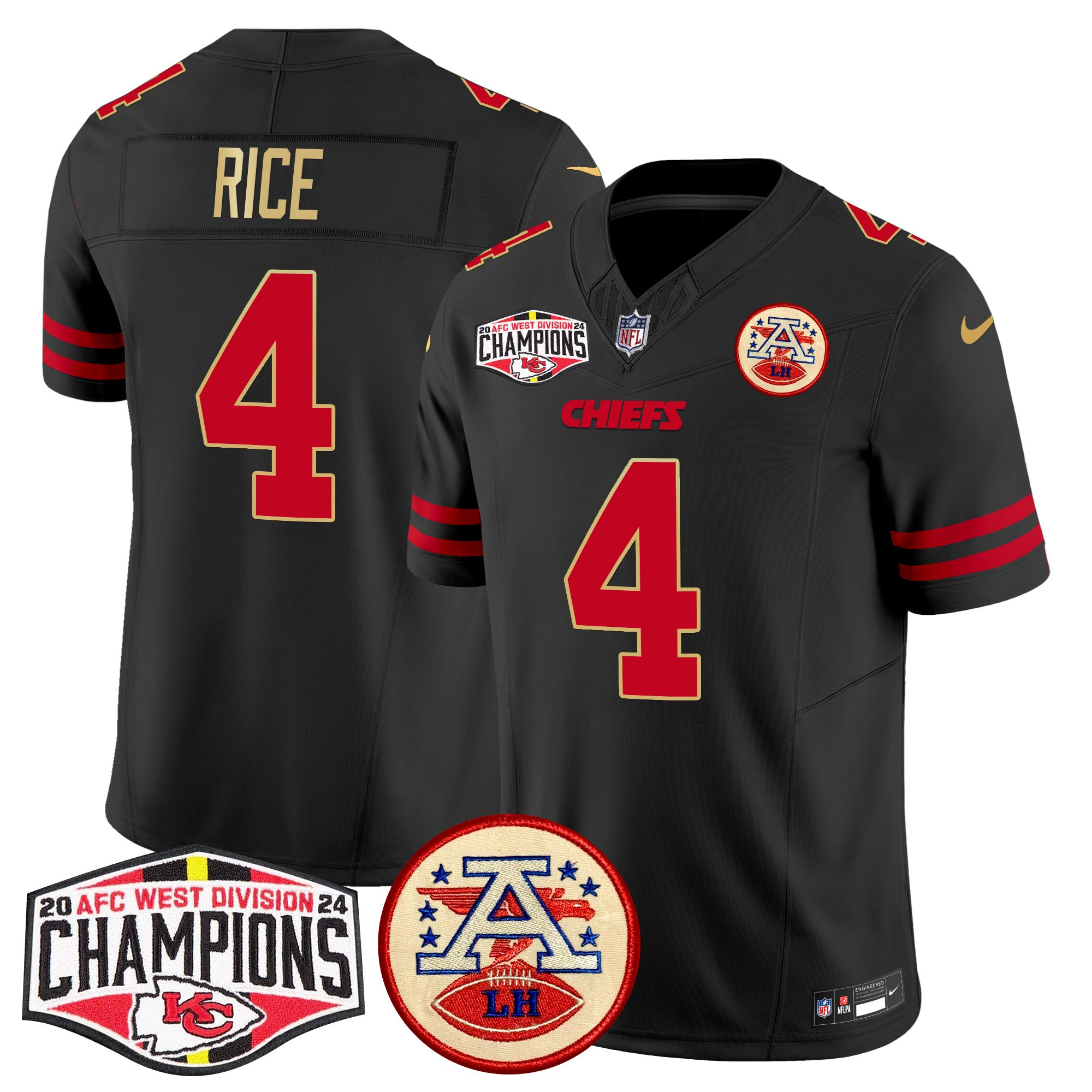 Men's Kansas City Chiefs 2024 AFC West Division Champions Patch Vapor Limited Jersey - All Stitched - Image 39
