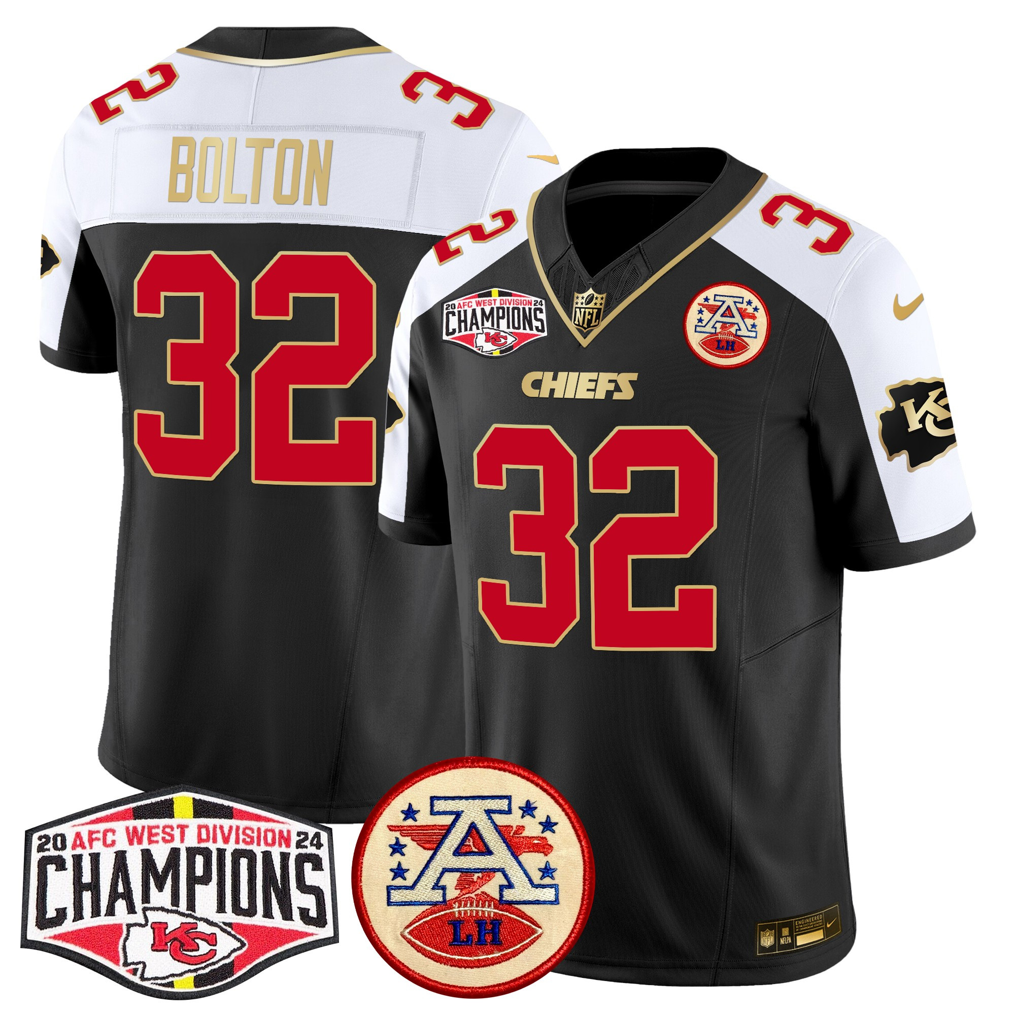 Men's Kansas City Chiefs 2024 AFC West Division Champions Patch Vapor Limited Jersey - All Stitched - Image 6
