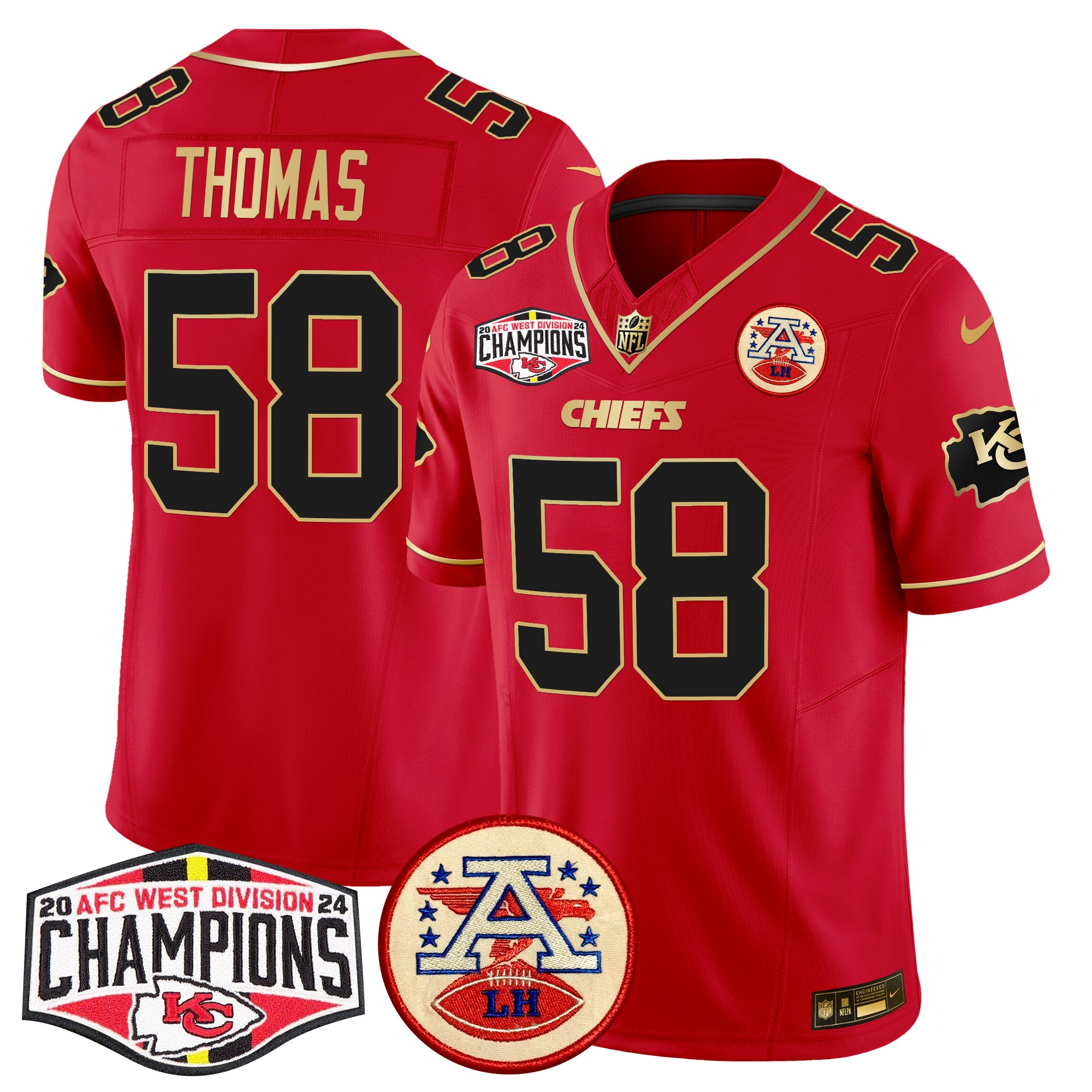 Men's Kansas City Chiefs 2024 AFC West Division Champions Patch Vapor Limited Jersey - All Stitched - Image 27