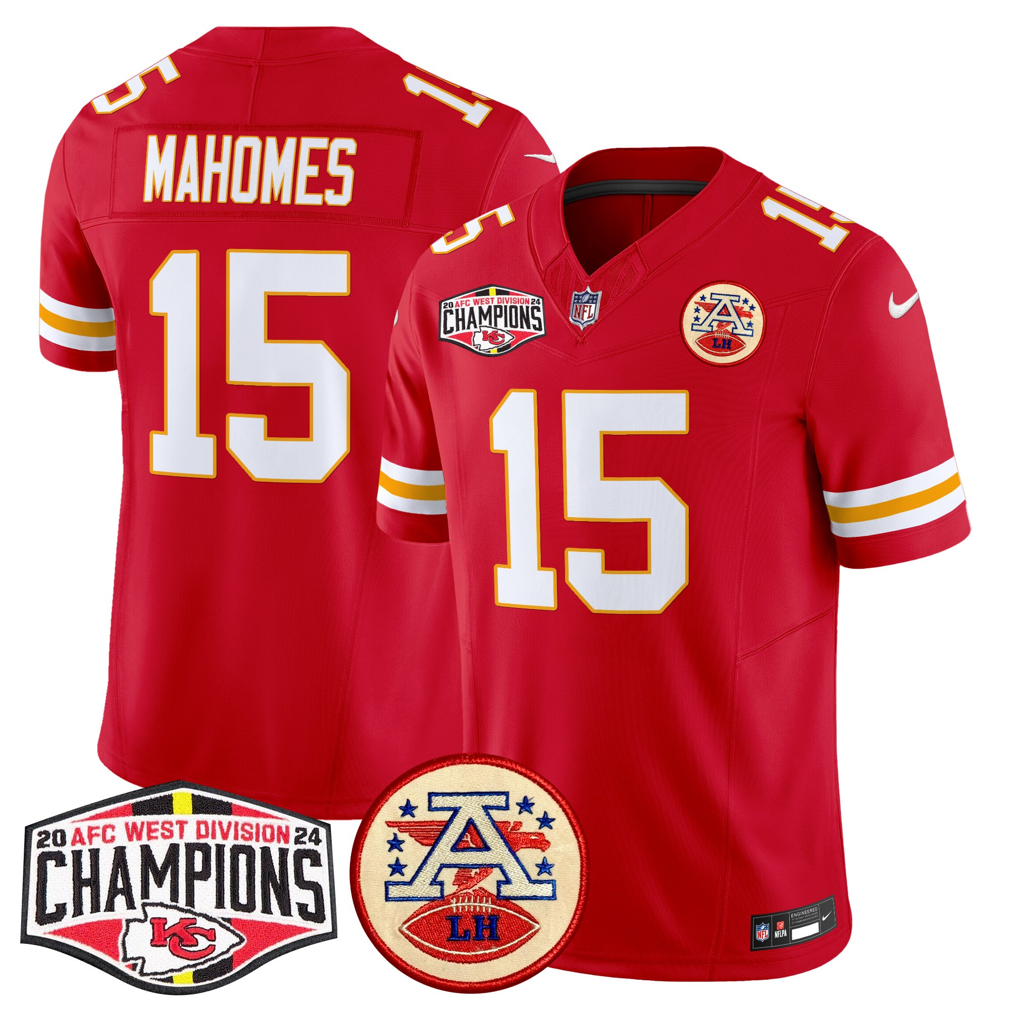 Men's Kansas City Chiefs 2024 AFC West Division Champions Patch Vapor Limited Jersey - All Stitched - Image 41