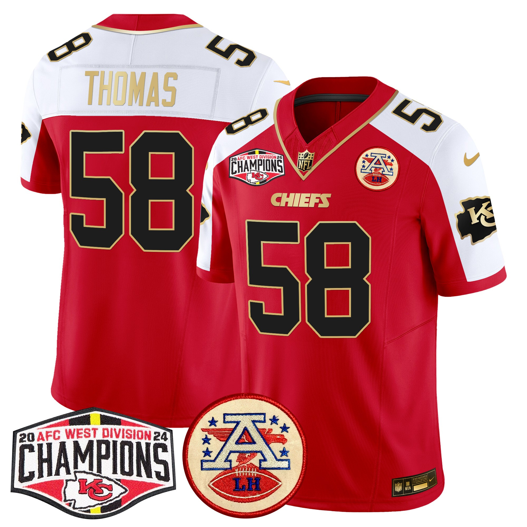Men's Kansas City Chiefs 2024 AFC West Division Champions Patch Vapor Limited Jersey - All Stitched - Image 11
