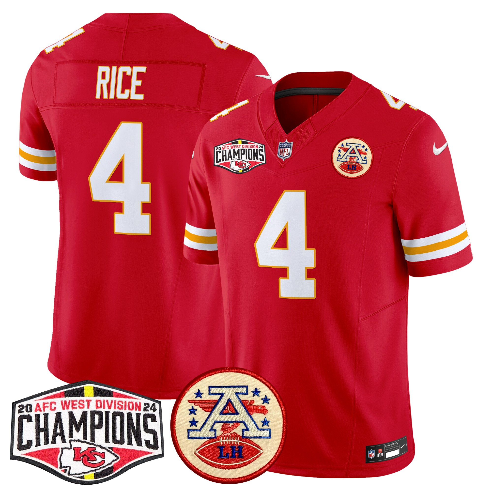 Men's Kansas City Chiefs 2024 AFC West Division Champions Patch Vapor Limited Jersey - All Stitched - Image 47