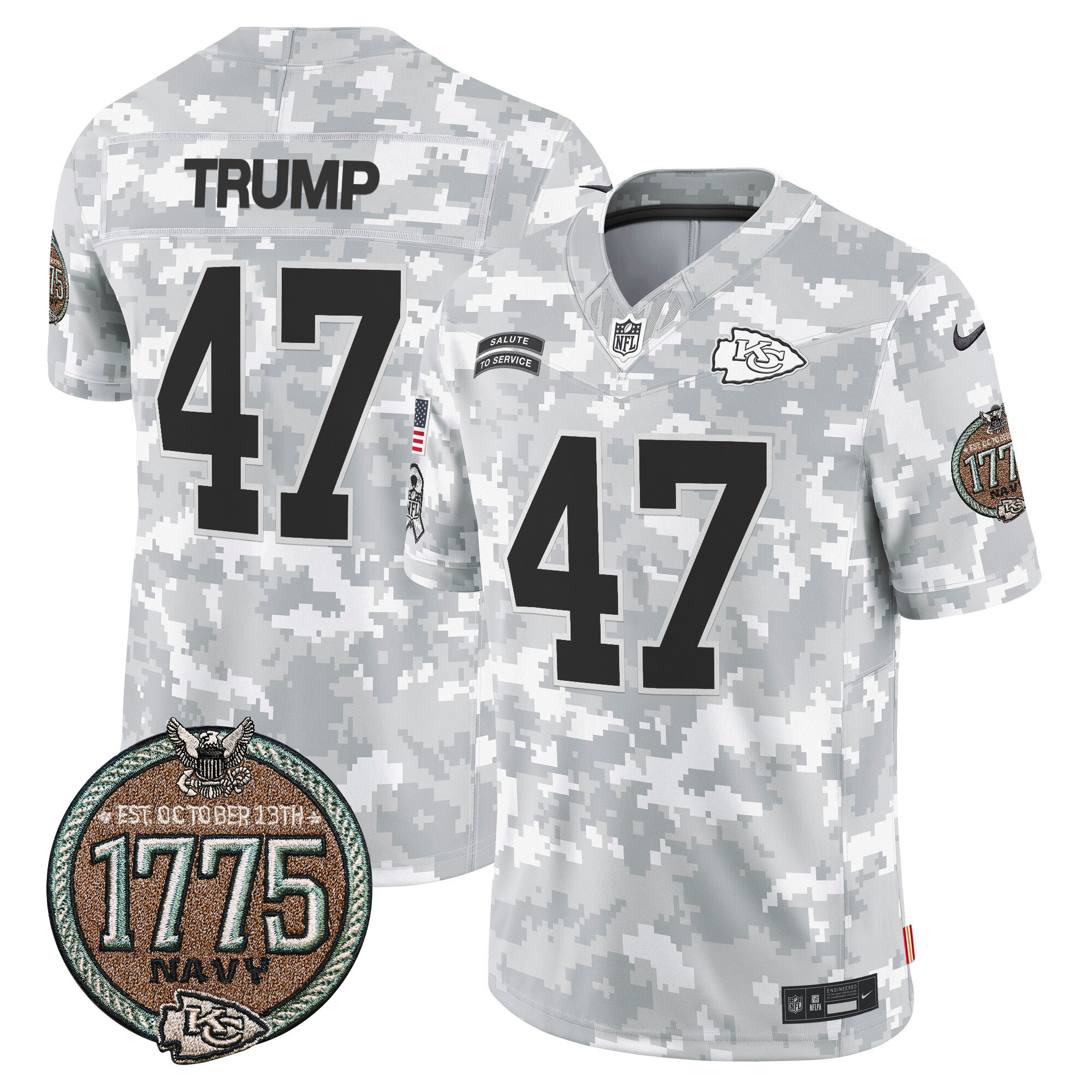 Men's Kansas City Chiefs 2024 Salute to Service Establishment Year Patch Vapor Limited Jersey - All Stitched - Image 32