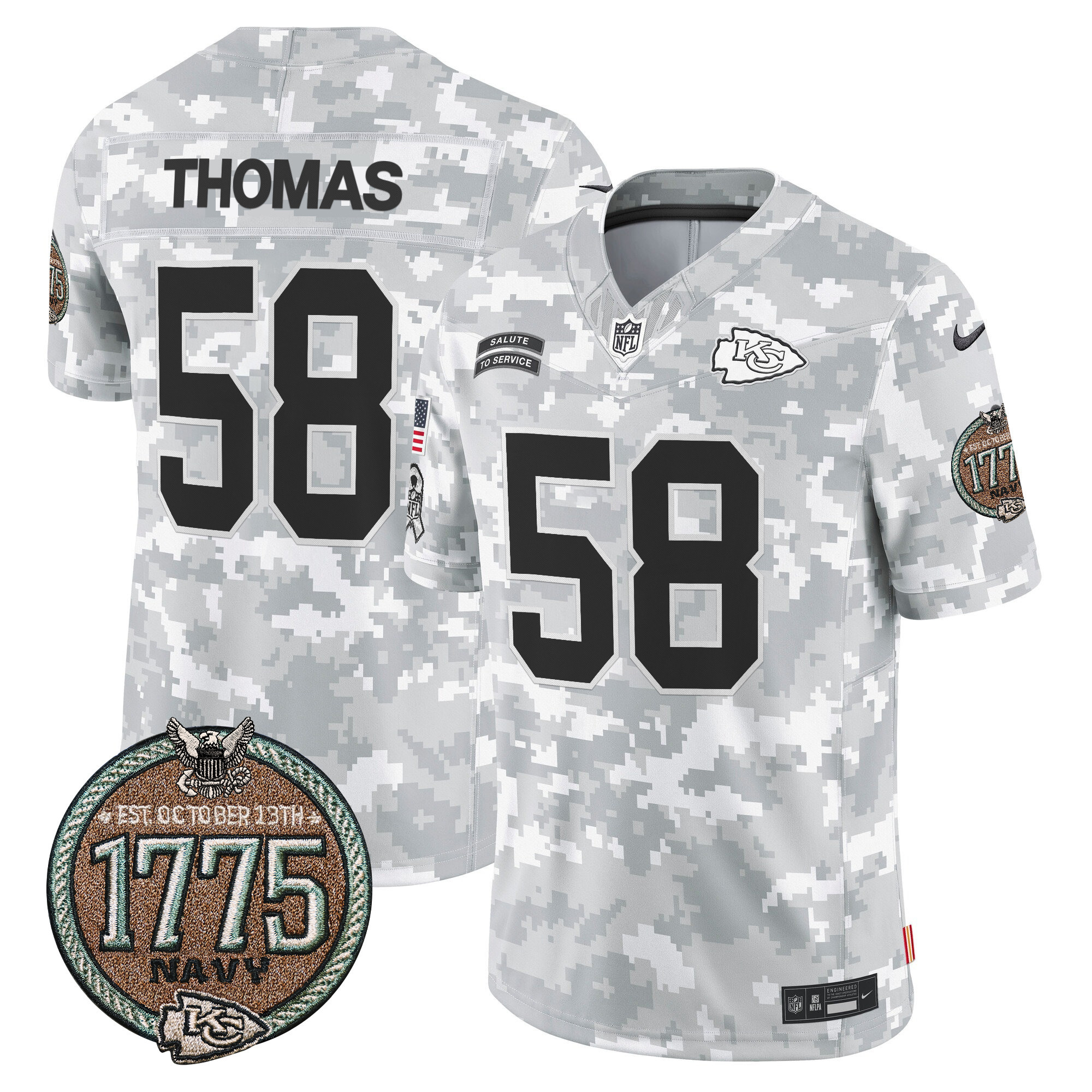 Men's Kansas City Chiefs 2024 Salute to Service Establishment Year Patch Vapor Limited Jersey - All Stitched - Image 27