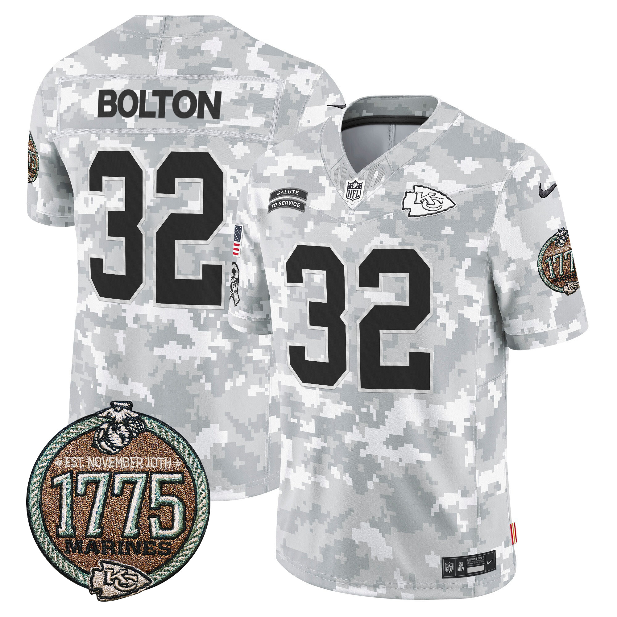 Men's Kansas City Chiefs 2024 Salute to Service Establishment Year Patch Vapor Limited Jersey - All Stitched - Image 6