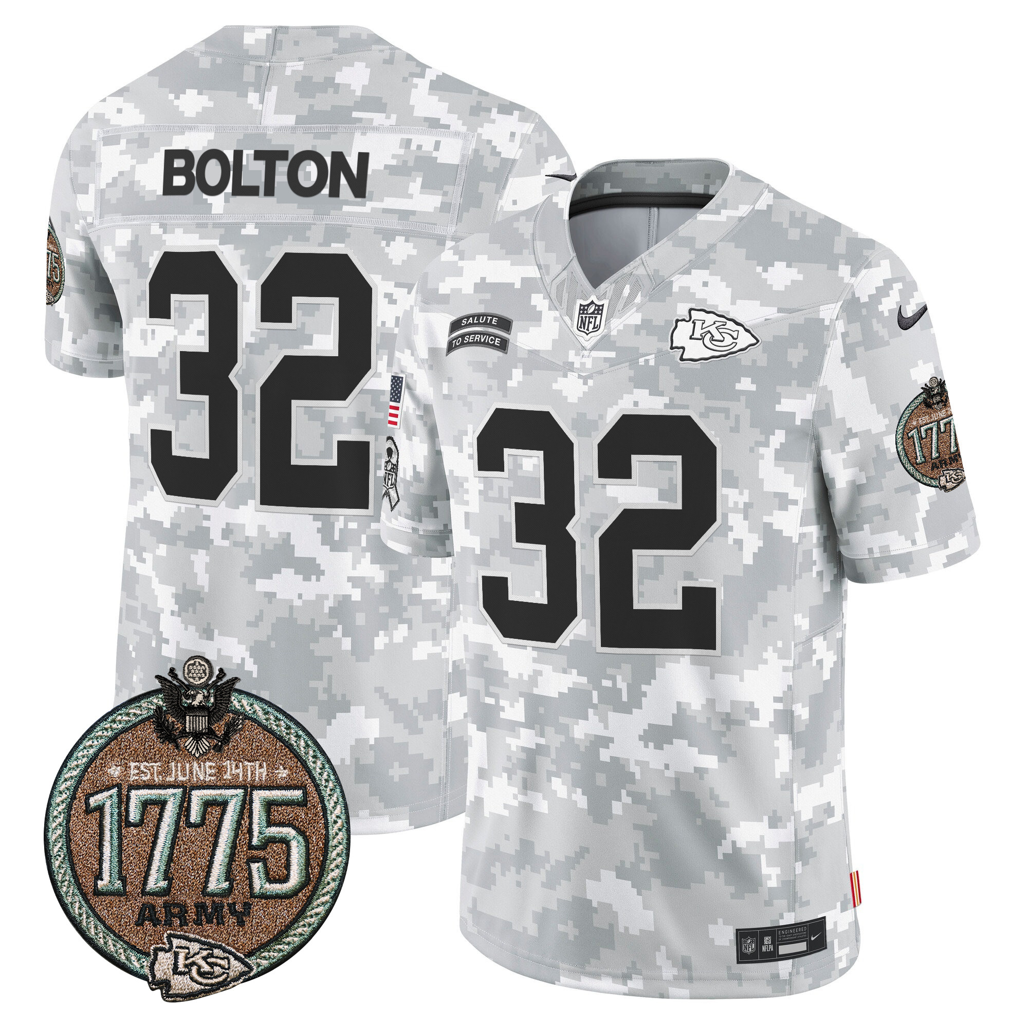 Men's Kansas City Chiefs 2024 Salute to Service Establishment Year Patch Vapor Limited Jersey - All Stitched - Image 14