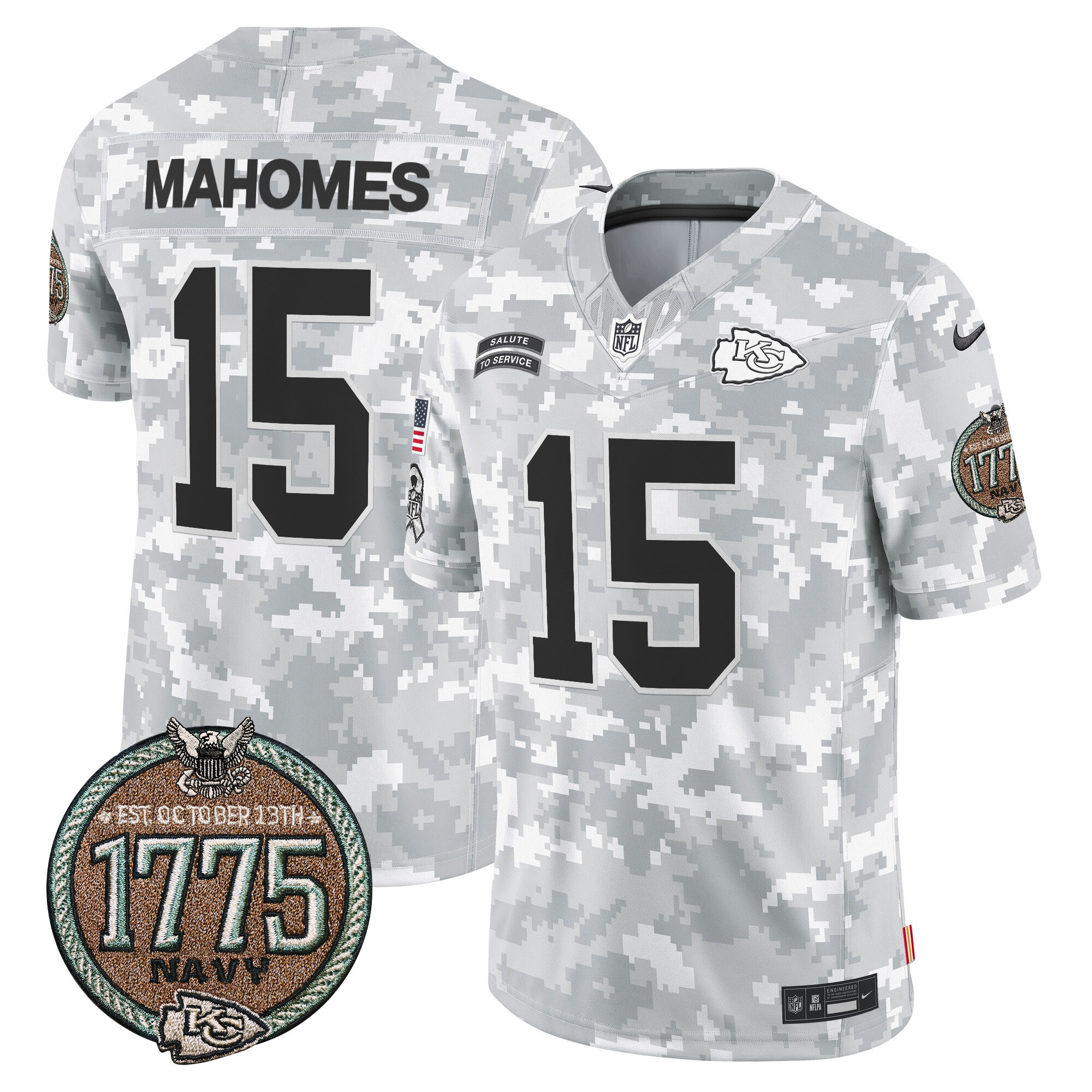 Men's Kansas City Chiefs 2024 Salute to Service Establishment Year Patch Vapor Limited Jersey - All Stitched - Image 25