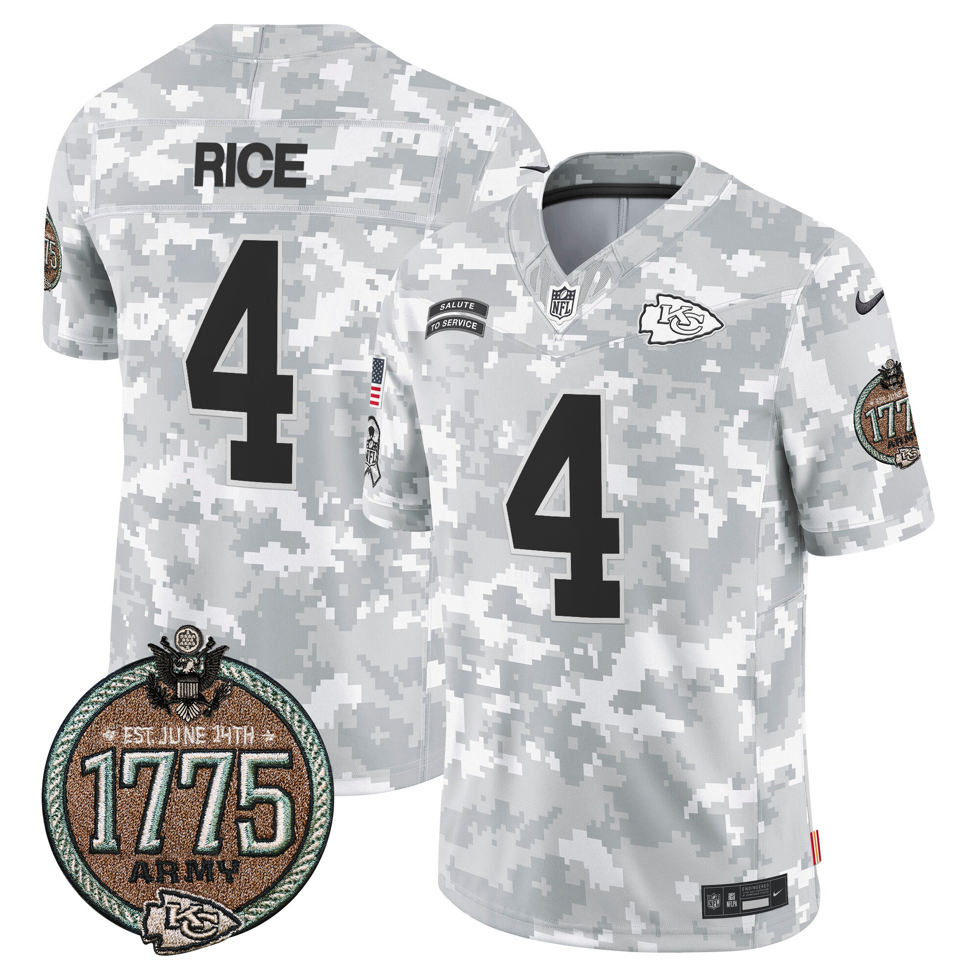 Men's Kansas City Chiefs 2024 Salute to Service Establishment Year Patch Vapor Limited Jersey - All Stitched - Image 15