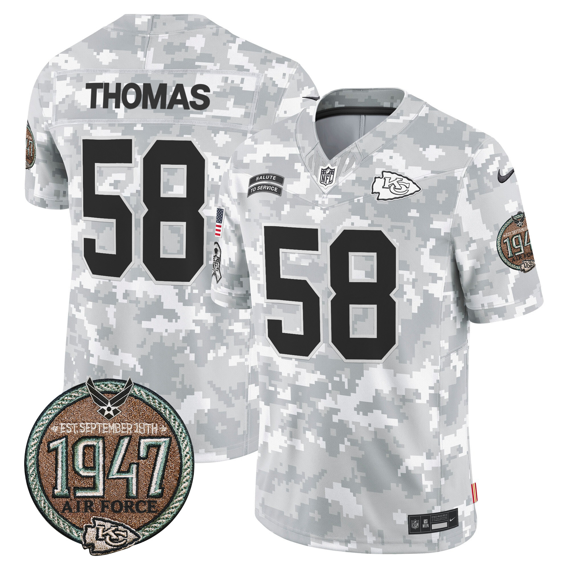 Men's Kansas City Chiefs 2024 Salute to Service Establishment Year Patch Vapor Limited Jersey - All Stitched - Image 19