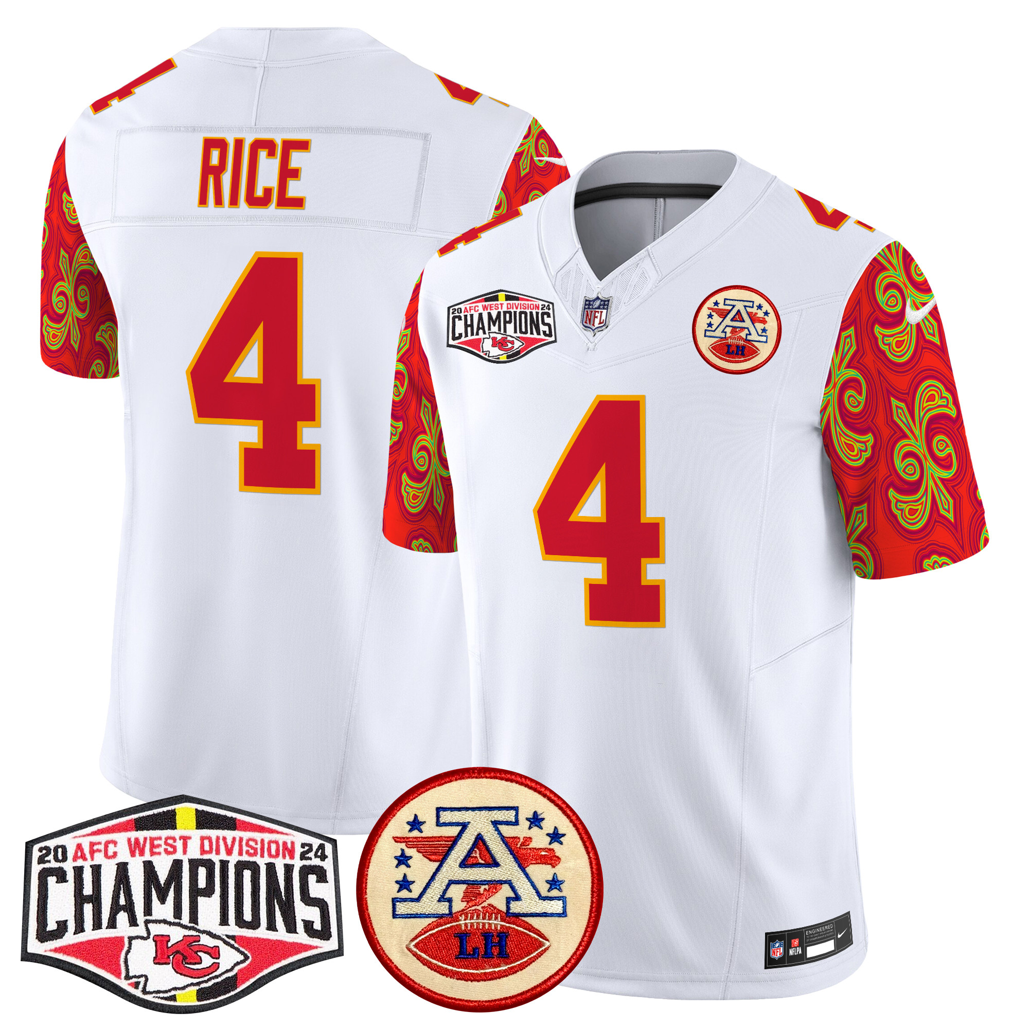 Men's Kansas City Chiefs Super Bowl LIX Style 2024 AFC West Division Champions Patch Vapor Limited Jersey - All Stitched - Image 15