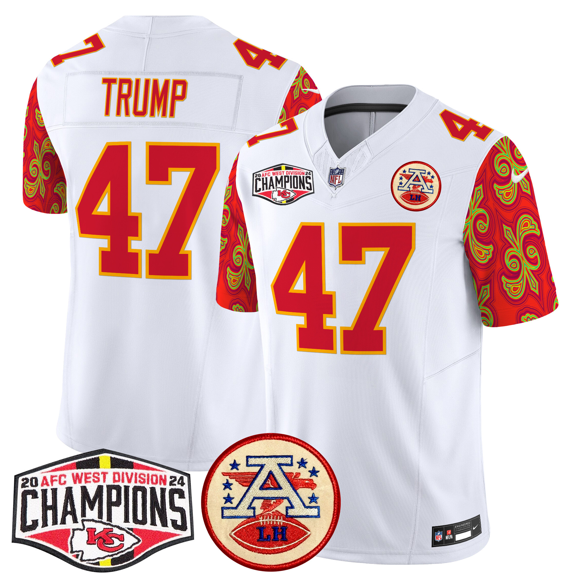 Men's Kansas City Chiefs Super Bowl LIX Style 2024 AFC West Division Champions Patch Vapor Limited Jersey - All Stitched - Image 16