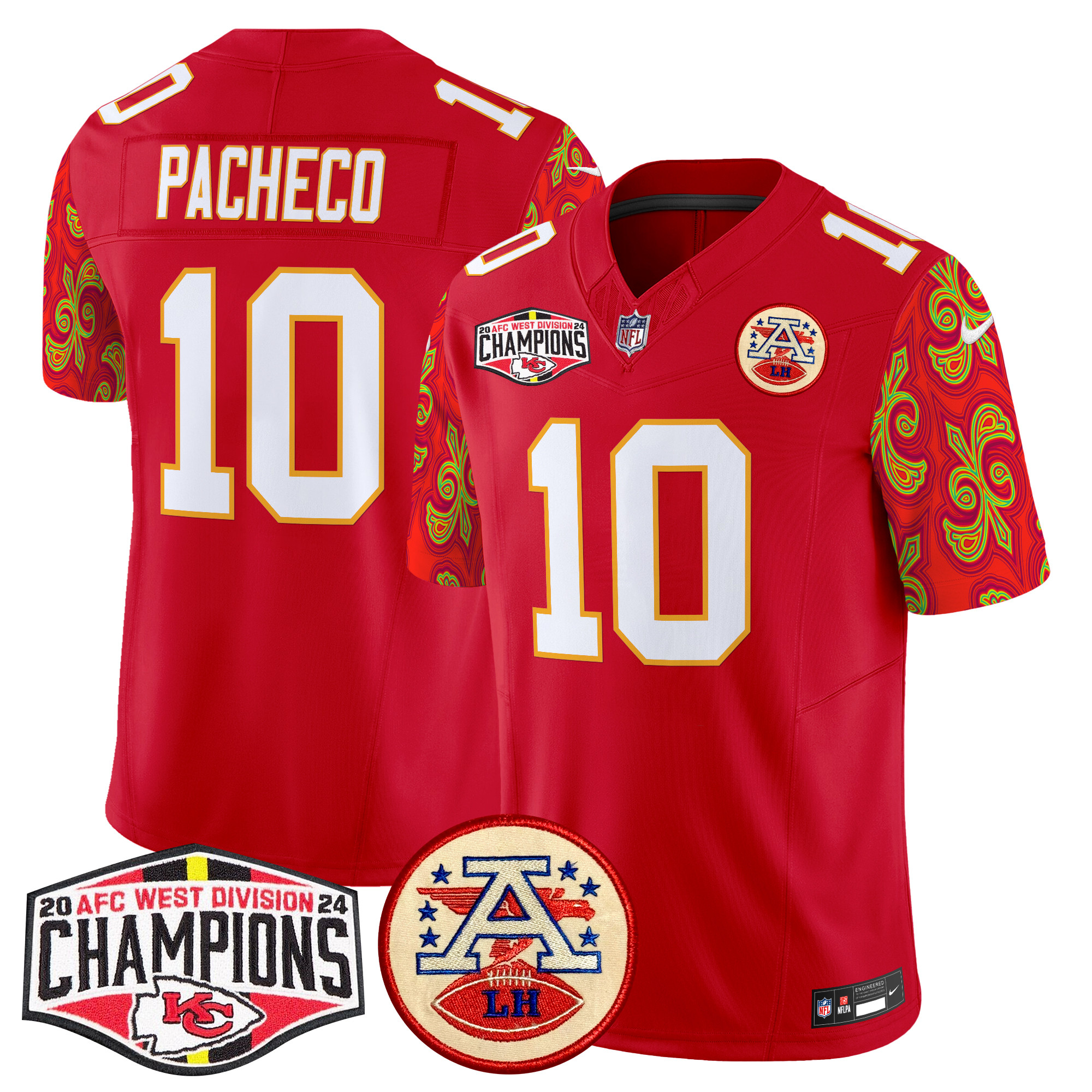 Men's Kansas City Chiefs Super Bowl LIX Style 2024 AFC West Division Champions Patch Vapor Limited Jersey - All Stitched - Image 4