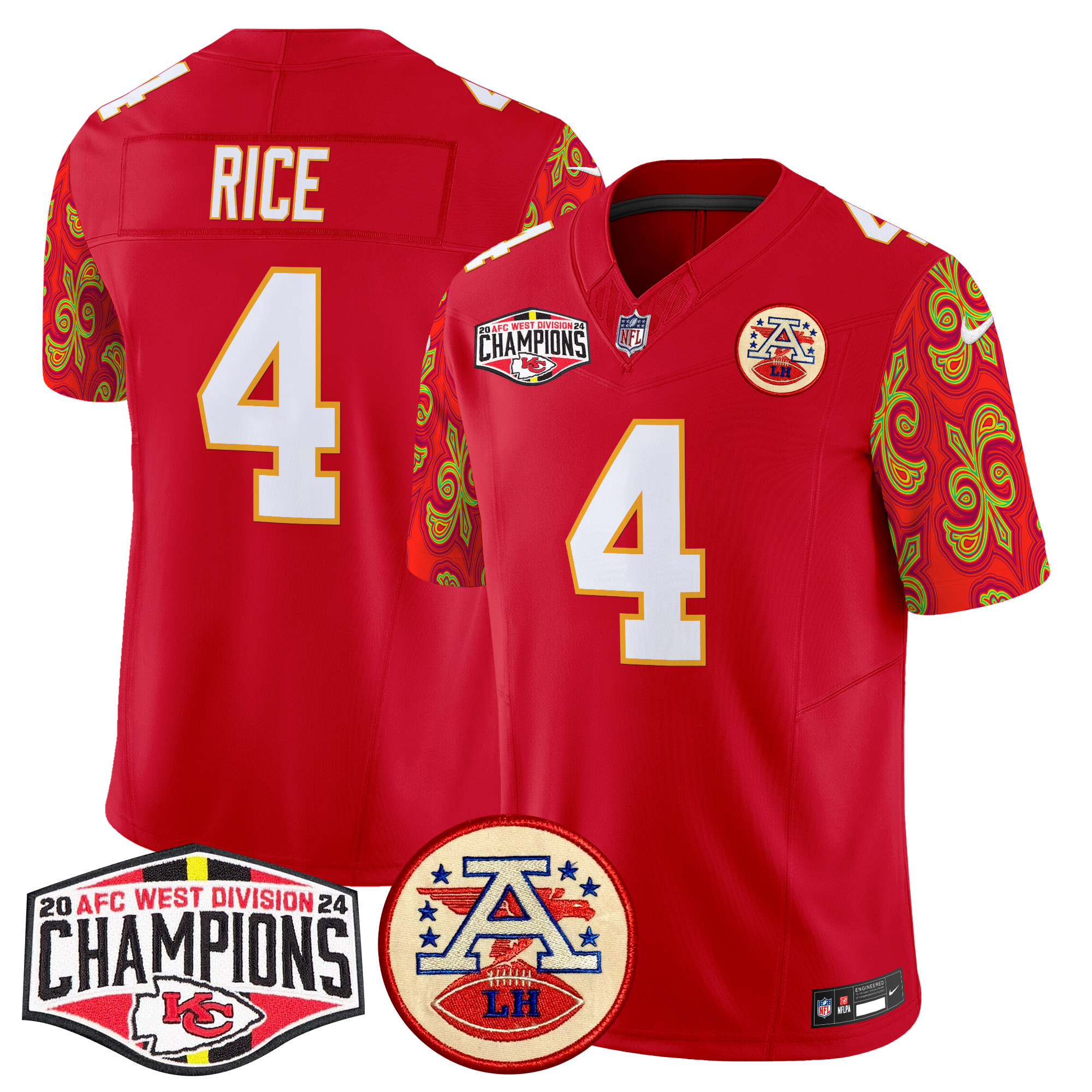 Men's Kansas City Chiefs Super Bowl LIX Style 2024 AFC West Division Champions Patch Vapor Limited Jersey - All Stitched - Image 7
