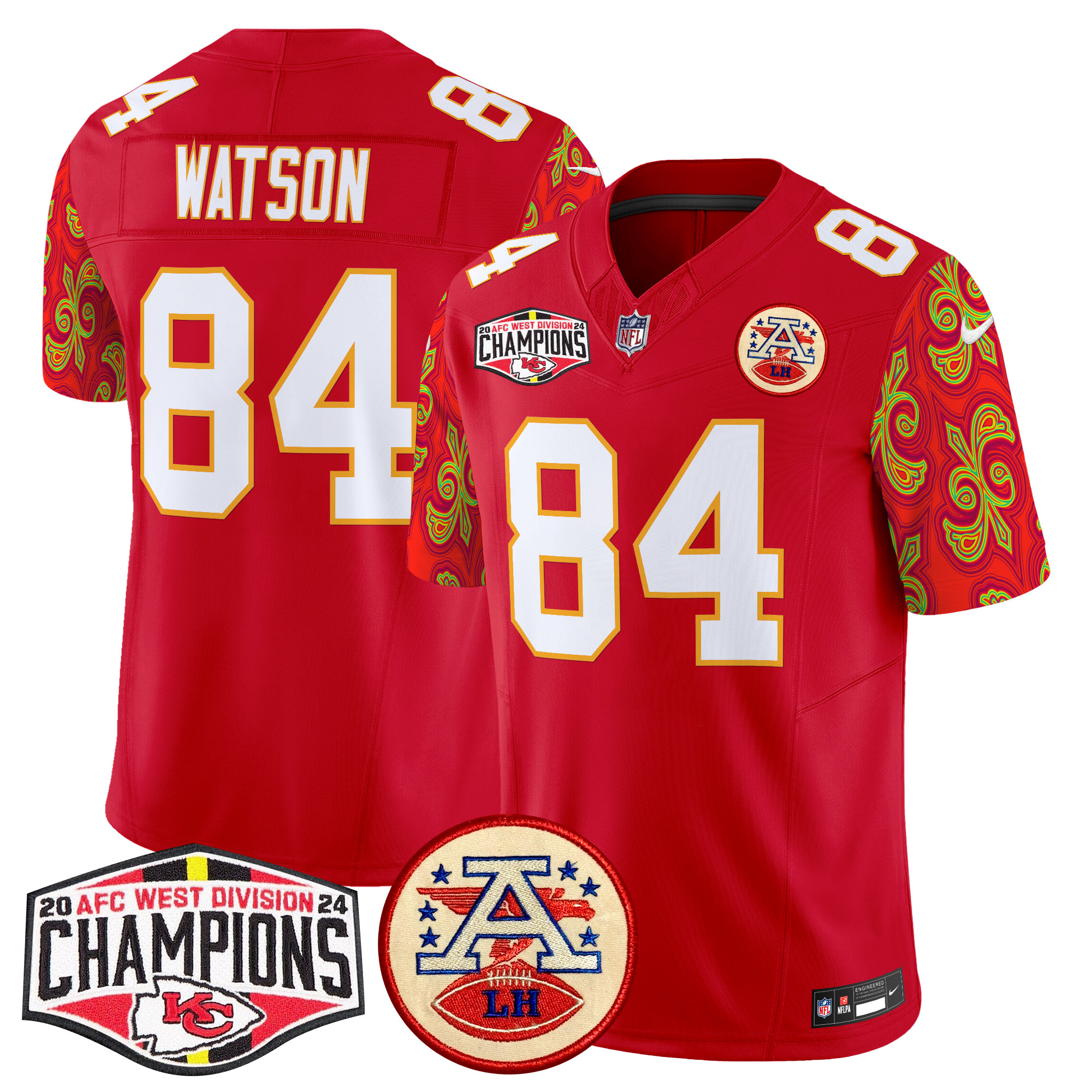 Men's Kansas City Chiefs Super Bowl LIX Style 2024 AFC West Division Champions Patch Vapor Limited Jersey - All Stitched - Image 5