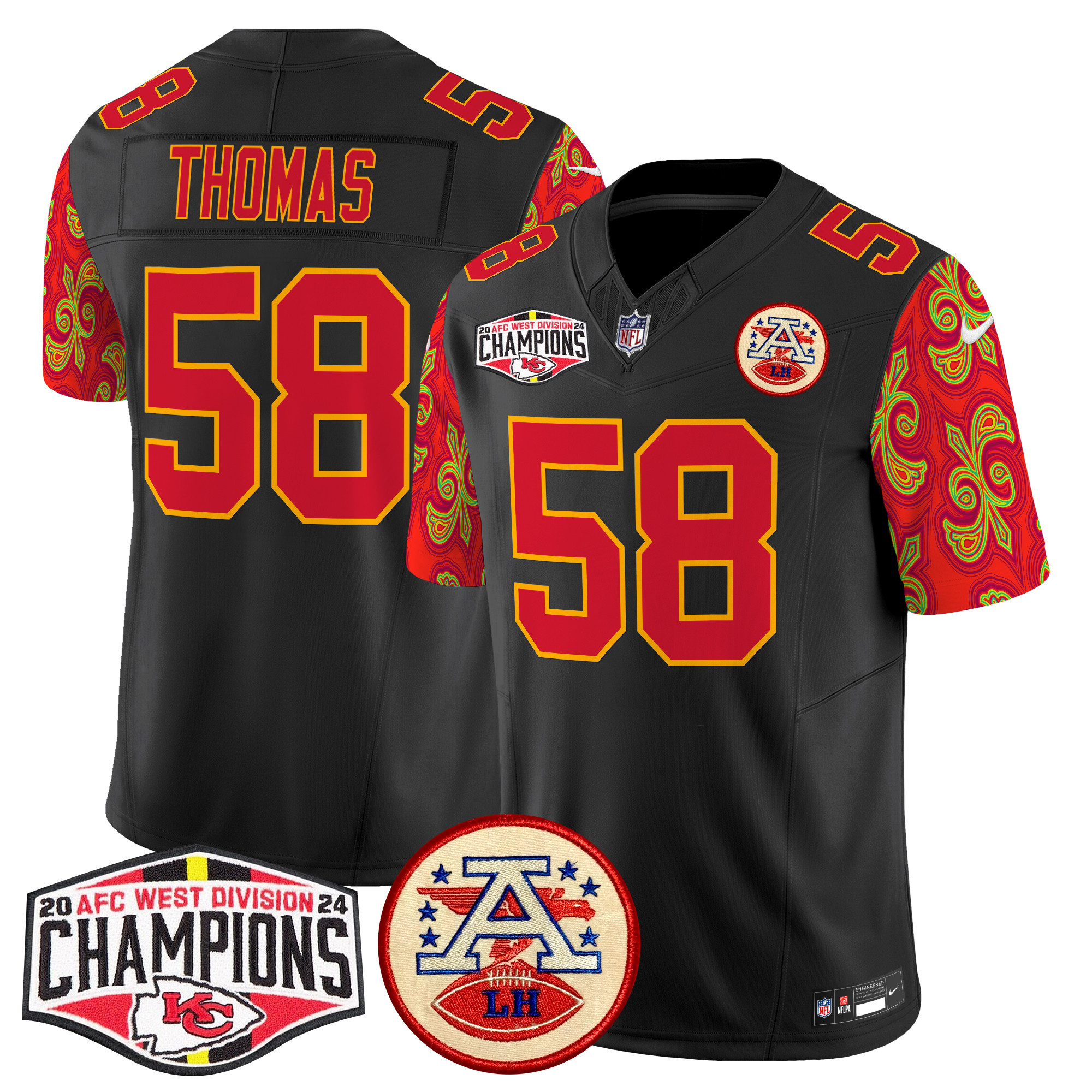 Men's Kansas City Chiefs Super Bowl LIX Style 2024 AFC West Division Champions Patch Vapor Limited Jersey - All Stitched - Image 19