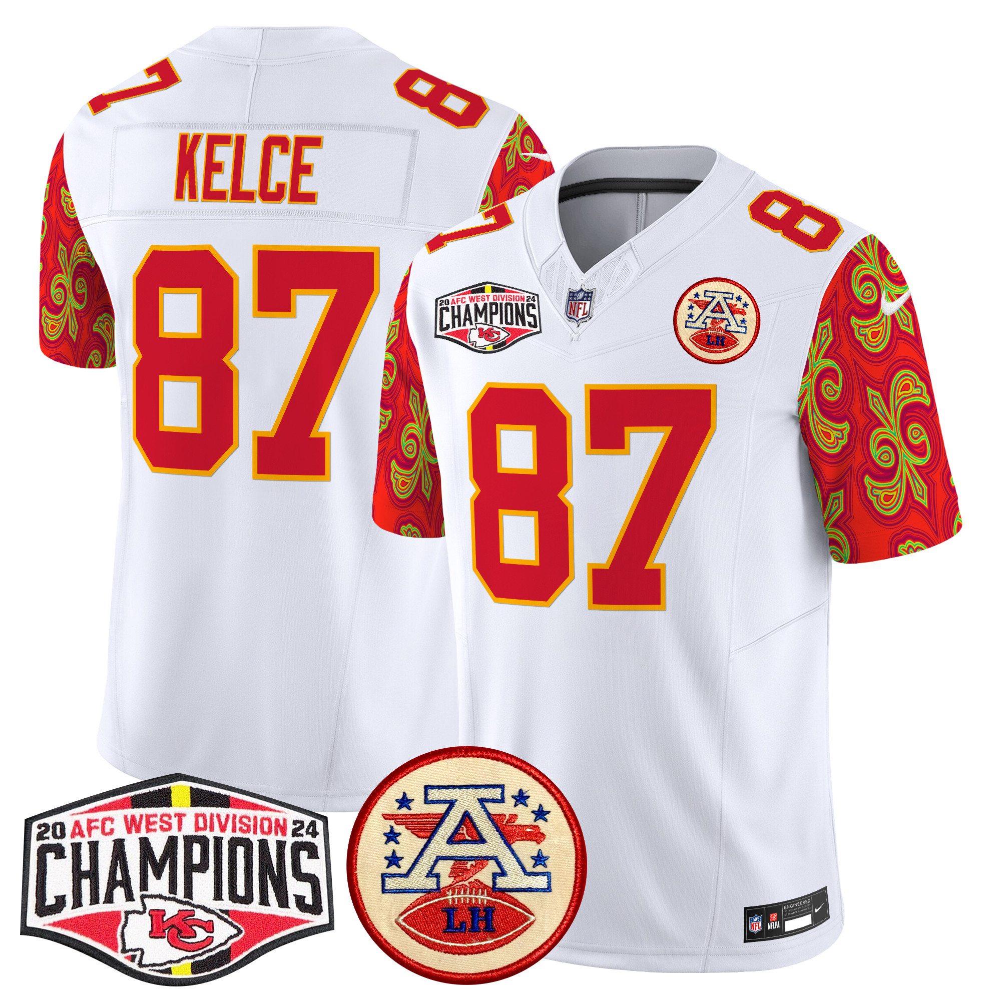 Men's Kansas City Chiefs Super Bowl LIX Style 2024 AFC West Division Champions Patch Vapor Limited Jersey - All Stitched - Image 10