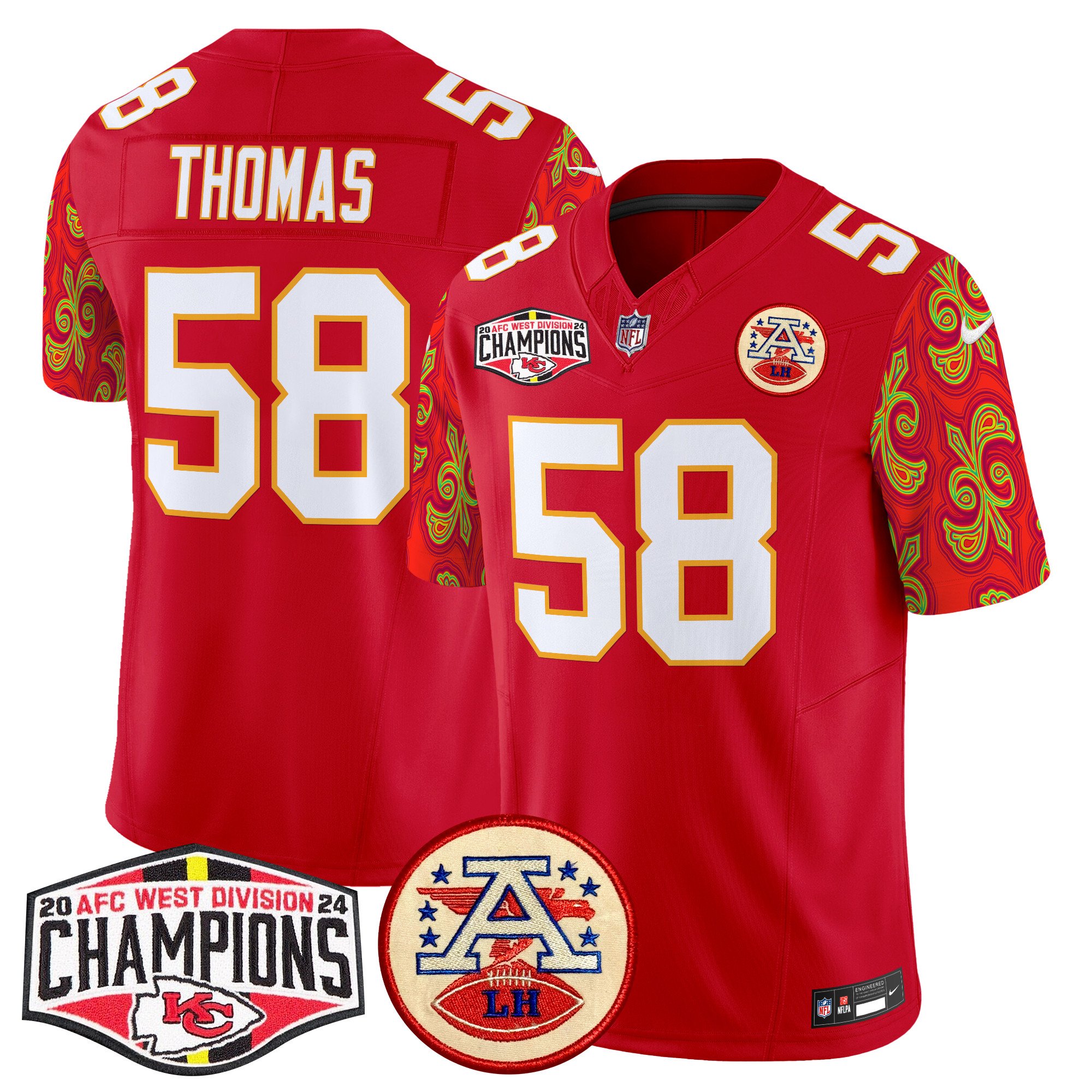Men's Kansas City Chiefs Super Bowl LIX Style 2024 AFC West Division Champions Patch Vapor Limited Jersey - All Stitched - Image 3