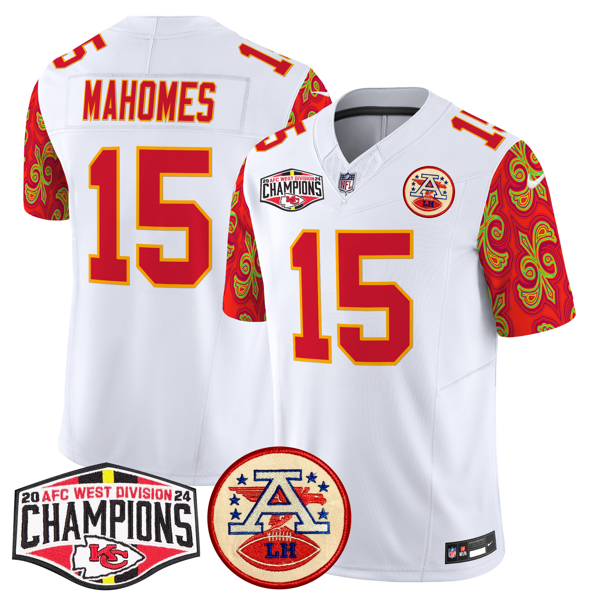 Men's Kansas City Chiefs Super Bowl LIX Style 2024 AFC West Division Champions Patch Vapor Limited Jersey - All Stitched - Image 9