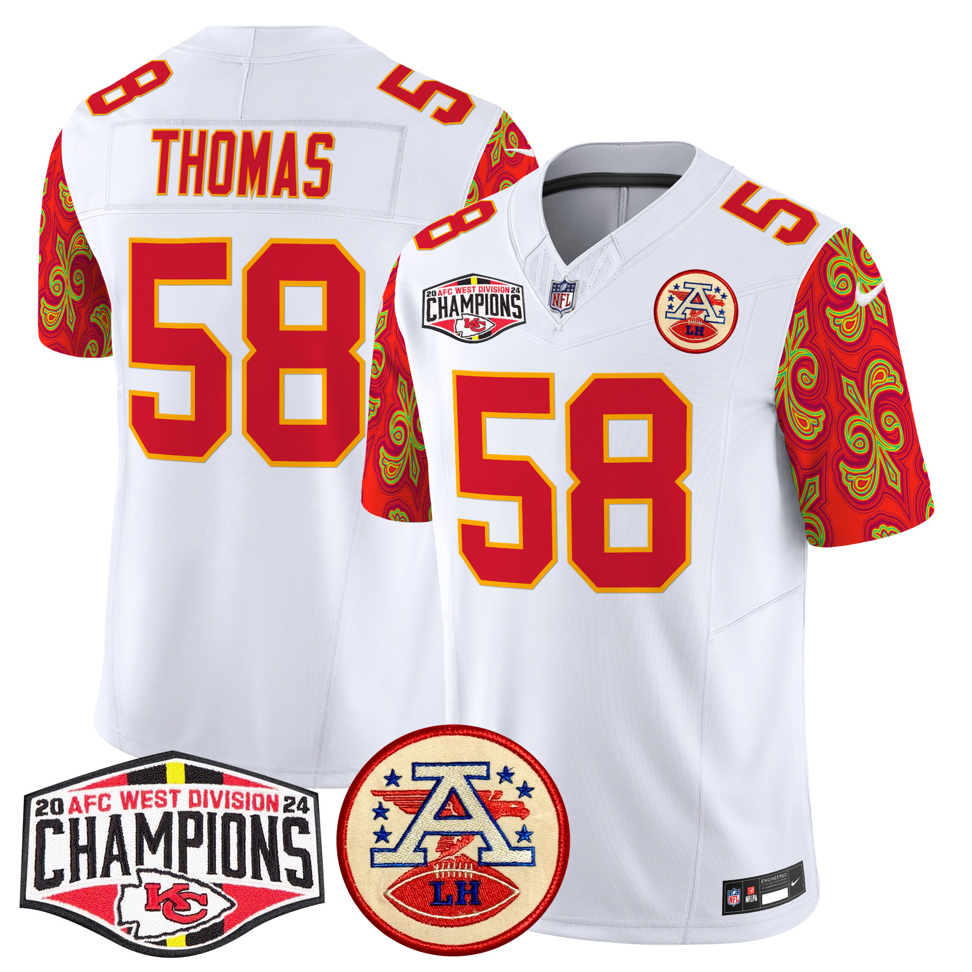Men's Kansas City Chiefs Super Bowl LIX Style 2024 AFC West Division Champions Patch Vapor Limited Jersey - All Stitched - Image 11
