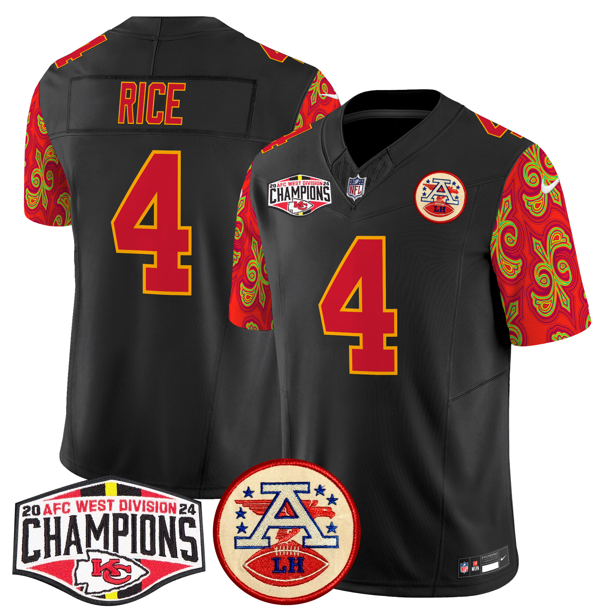 Men's Kansas City Chiefs Super Bowl LIX Style 2024 AFC West Division Champions Patch Vapor Limited Jersey - All Stitched - Image 23