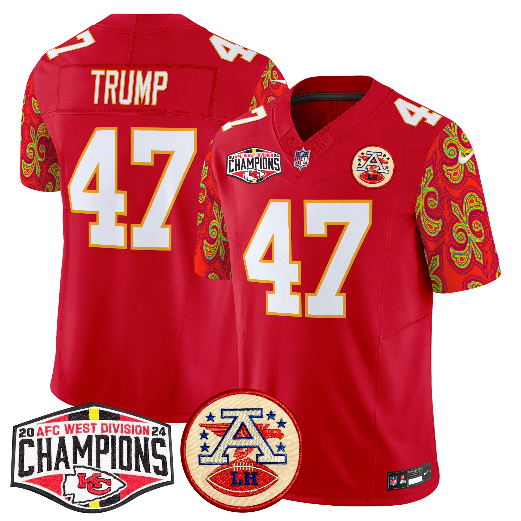 Men's Kansas City Chiefs Super Bowl LIX Style 2024 AFC West Division Champions Patch Vapor Limited Jersey - All Stitched - Image 8