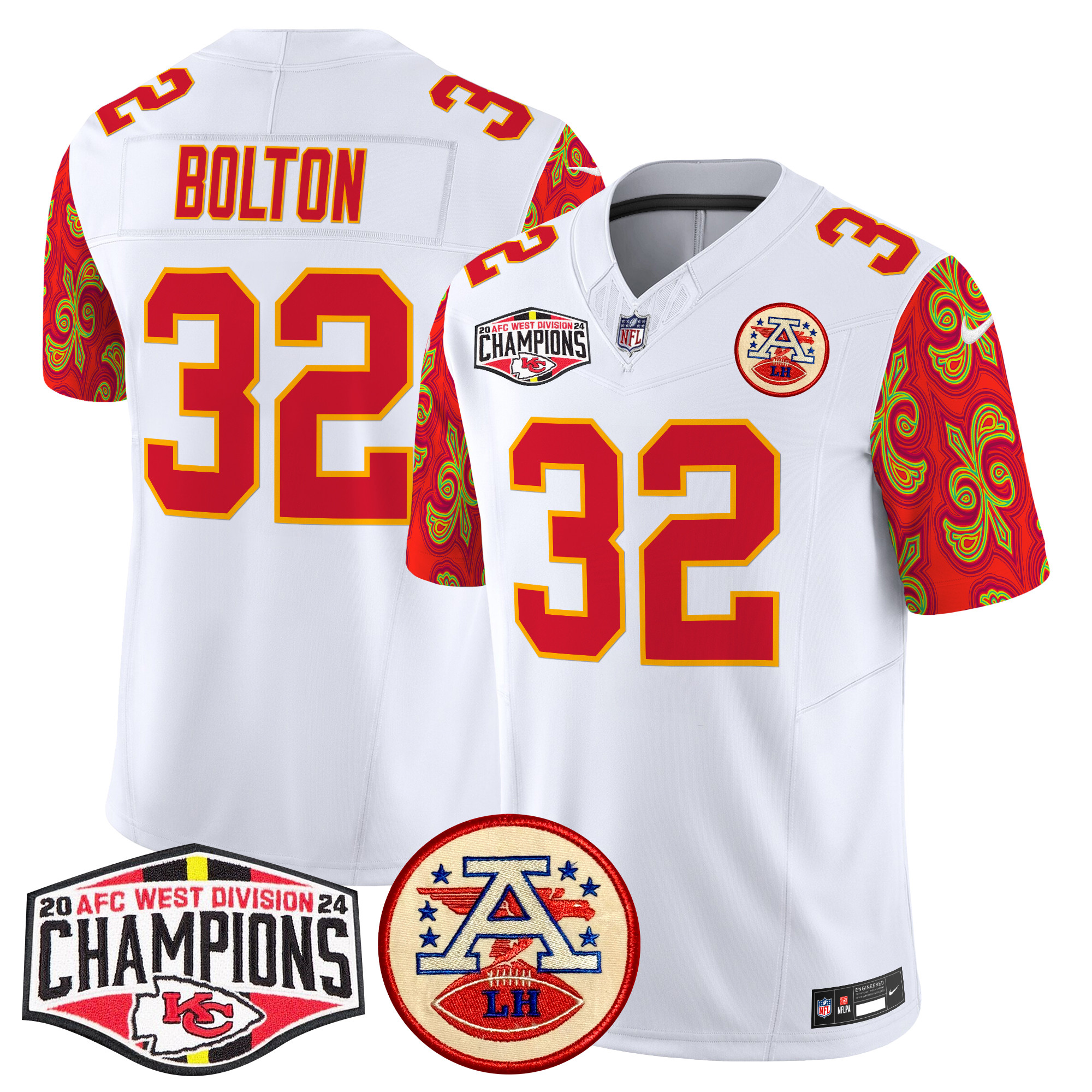 Men's Kansas City Chiefs Super Bowl LIX Style 2024 AFC West Division Champions Patch Vapor Limited Jersey - All Stitched - Image 14