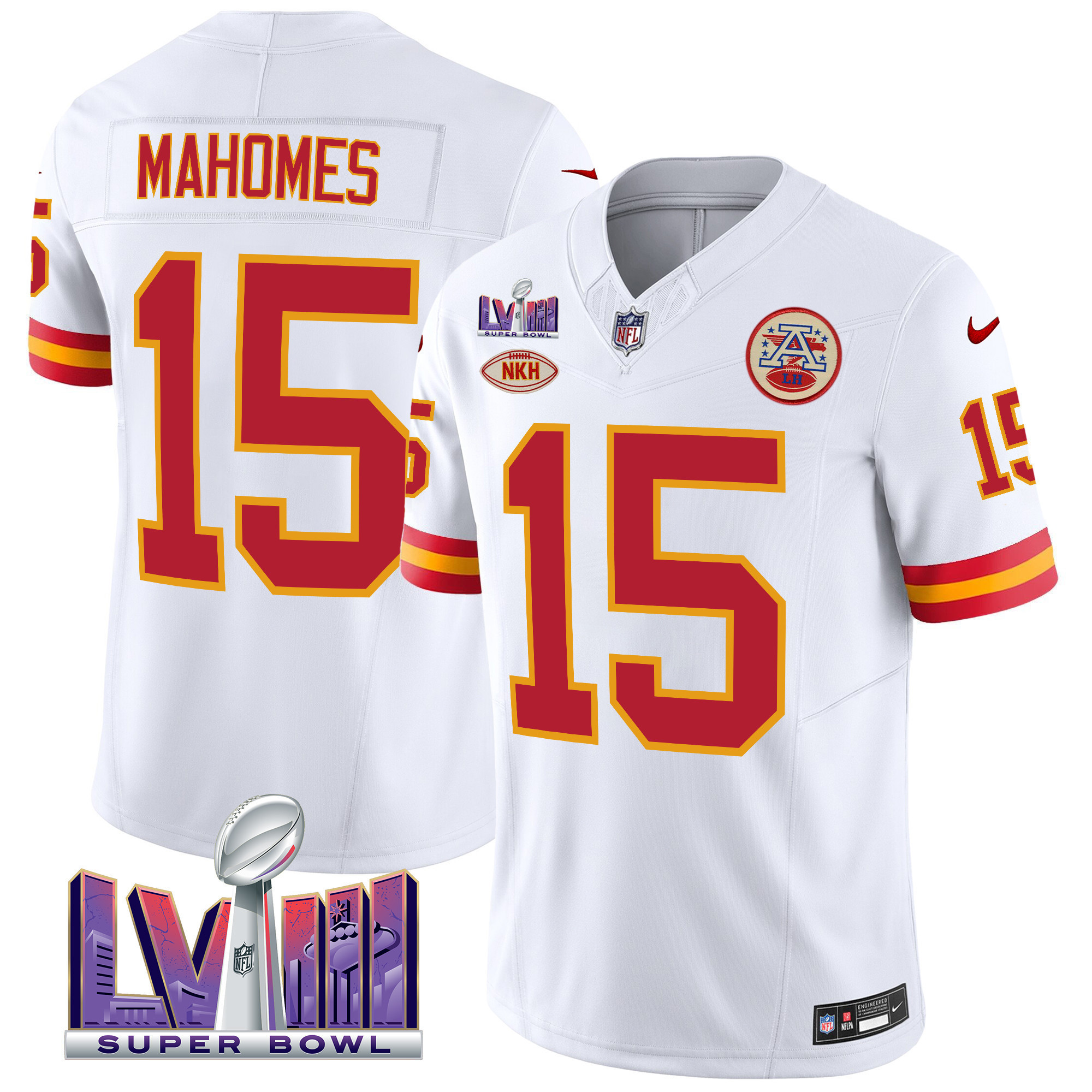 Men's Kansas City Chiefs Throwback Super Bowl LVIII Vapor Jersey - All Stitched