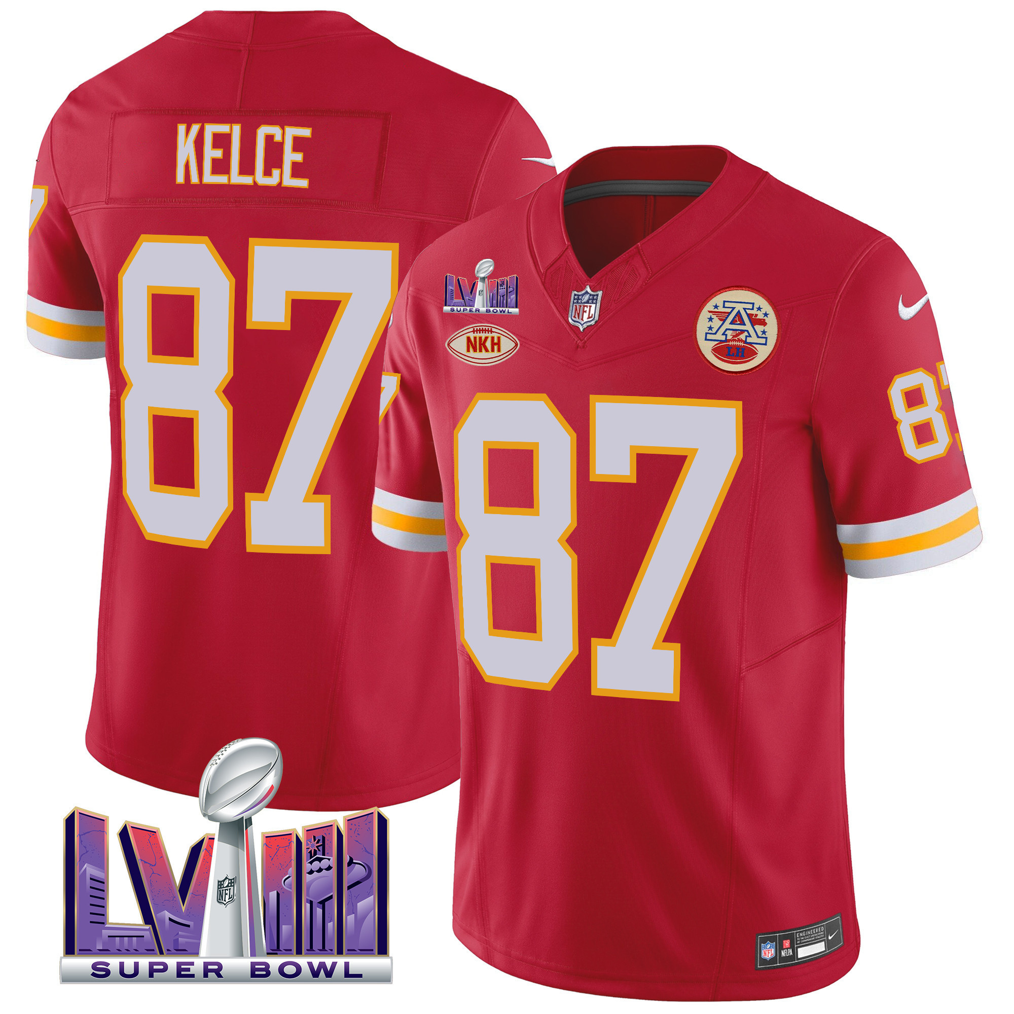 Men's Kansas City Chiefs Throwback Super Bowl LVIII Vapor Jersey - All Stitched - Image 9