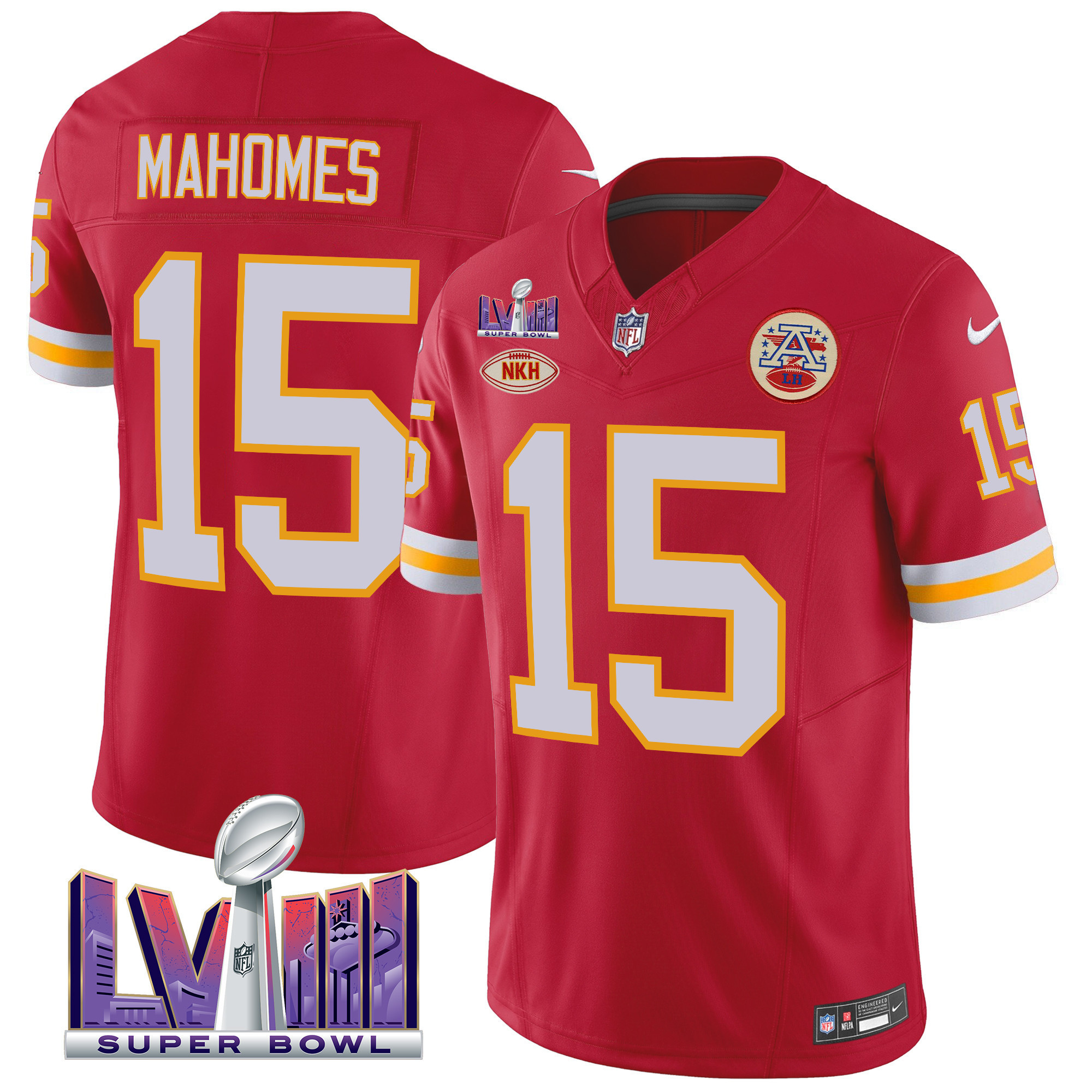 Men's Kansas City Chiefs Throwback Super Bowl LVIII Vapor Jersey - All Stitched - Image 8