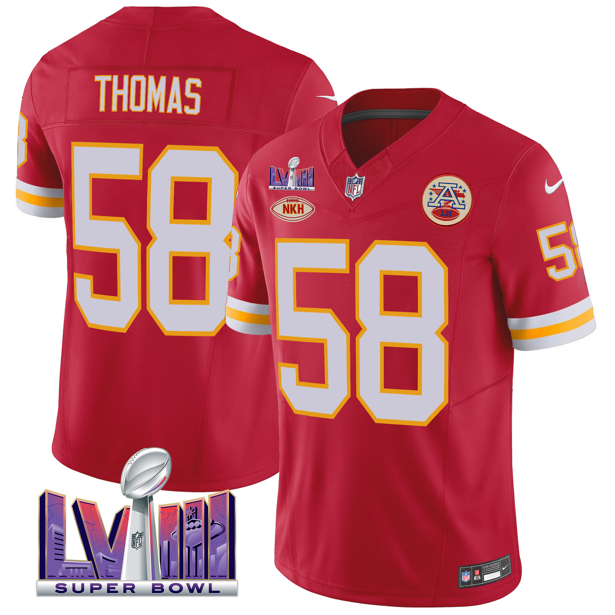 Men's Kansas City Chiefs Throwback Super Bowl LVIII Vapor Jersey - All Stitched - Image 10