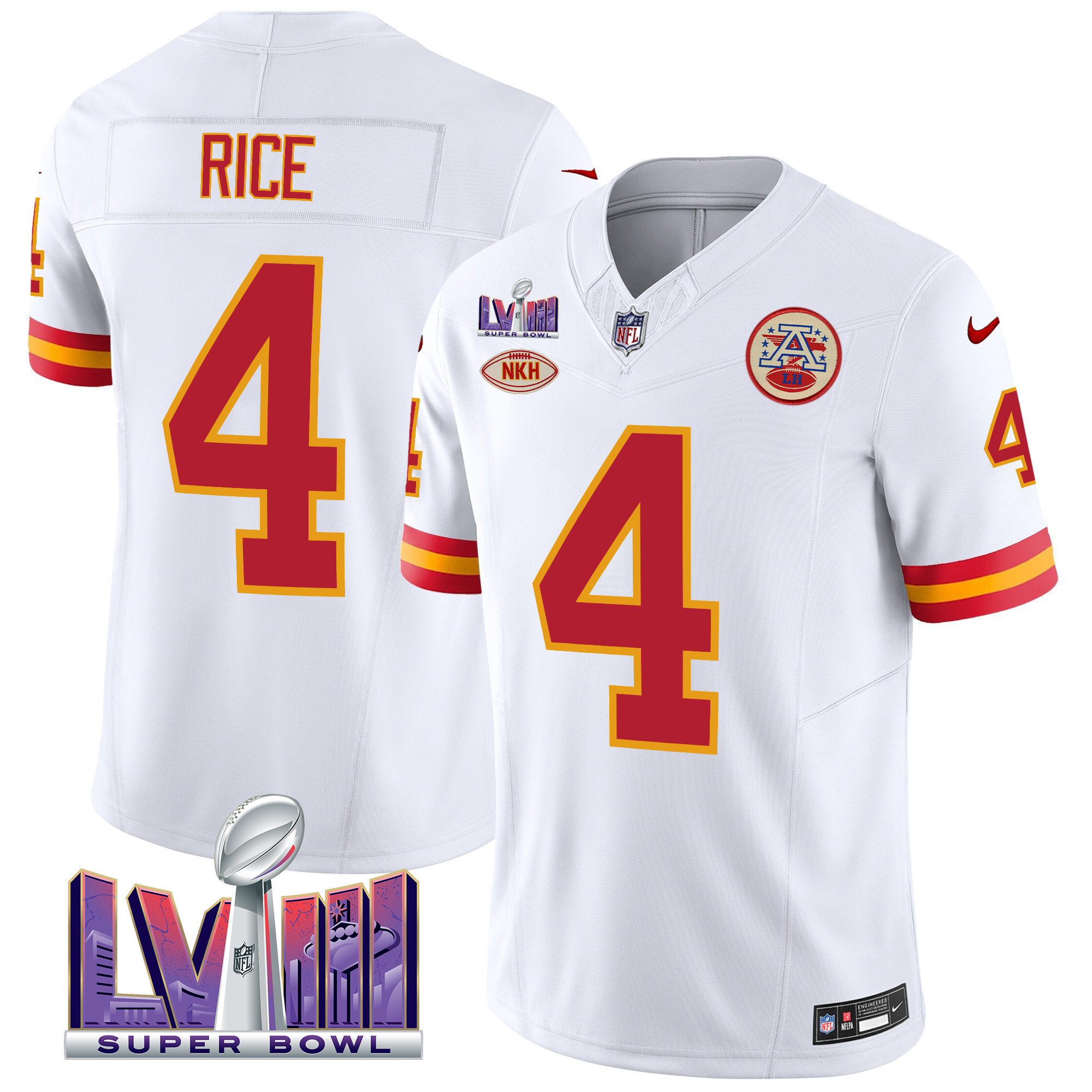 Men's Kansas City Chiefs Throwback Super Bowl LVIII Vapor Jersey - All Stitched - Image 7