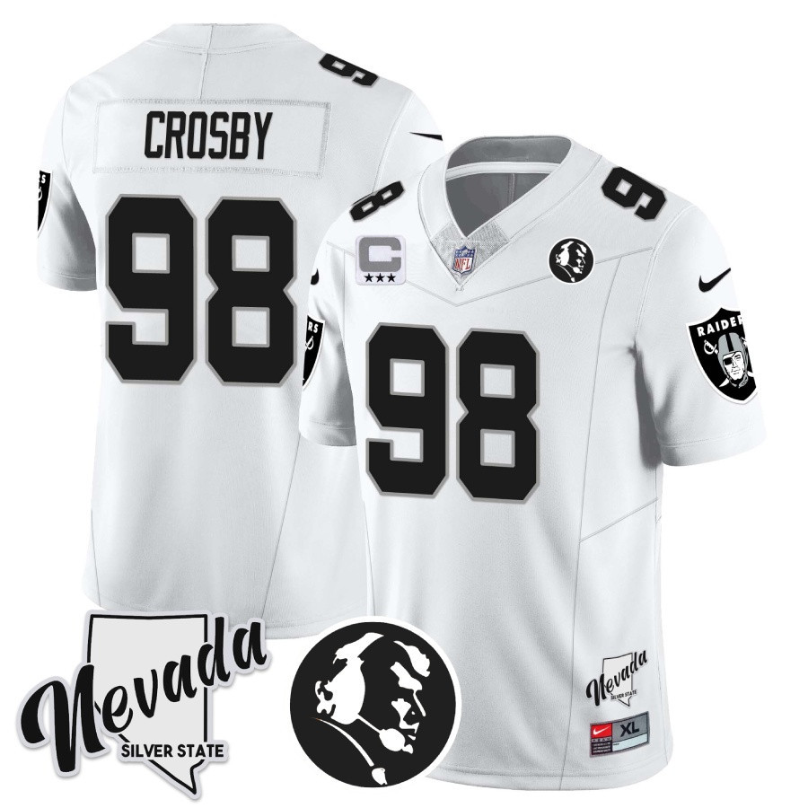 Men's Las Vegas Raiders John Madden Honoring & Nevada Silver State Patch Vapor Jersey - All Stitched - Image 13