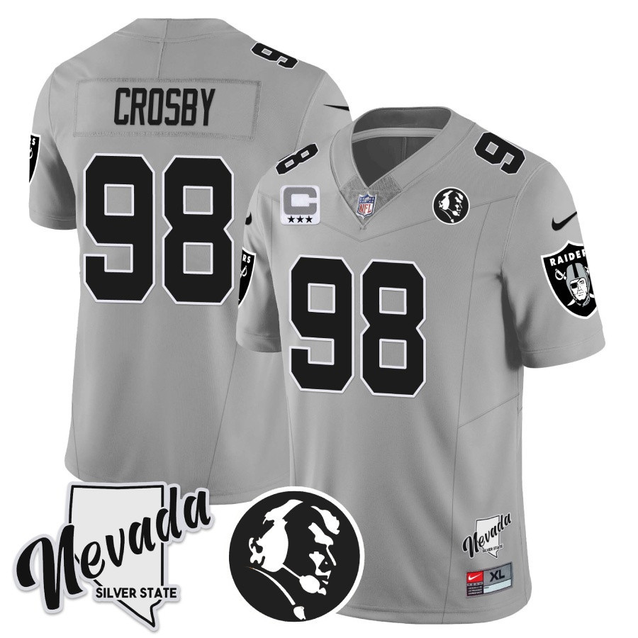 Men's Las Vegas Raiders John Madden Honoring & Nevada Silver State Patch Vapor Jersey - All Stitched - Image 18
