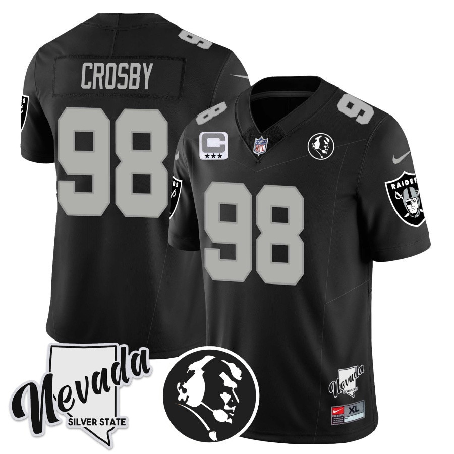 Men's Las Vegas Raiders John Madden Honoring & Nevada Silver State Patch Vapor Jersey - All Stitched - Image 3