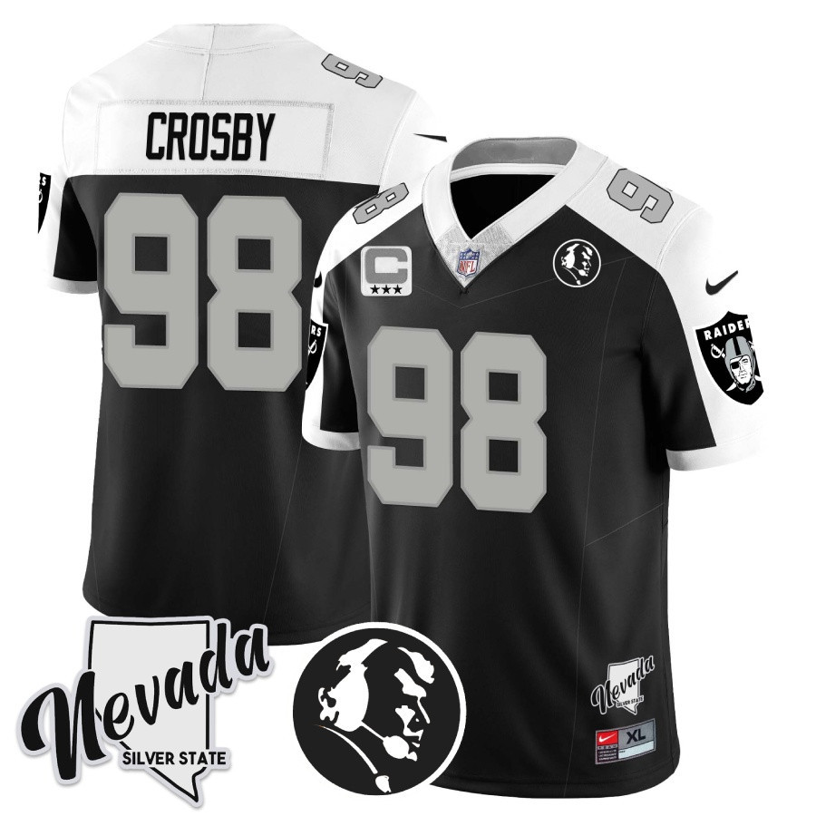 Men's Las Vegas Raiders John Madden Honoring & Nevada Silver State Patch Vapor Jersey - All Stitched - Image 8