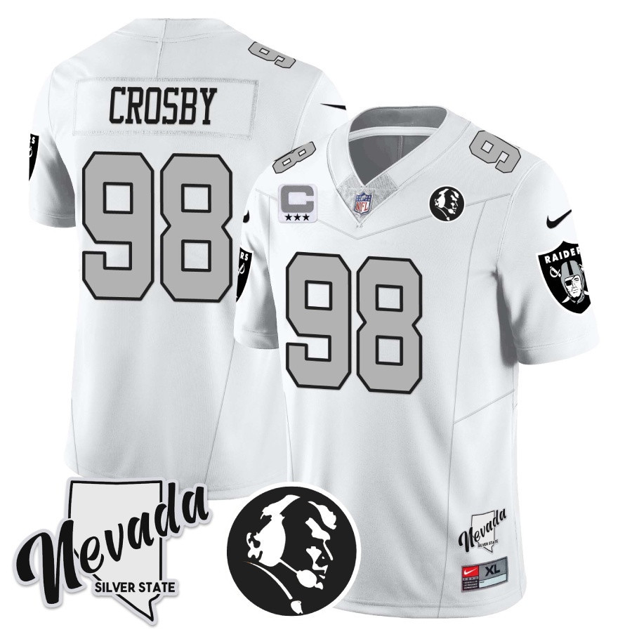 Men's Las Vegas Raiders John Madden Honoring & Nevada Silver State Patch Vapor Jersey - All Stitched - Image 23