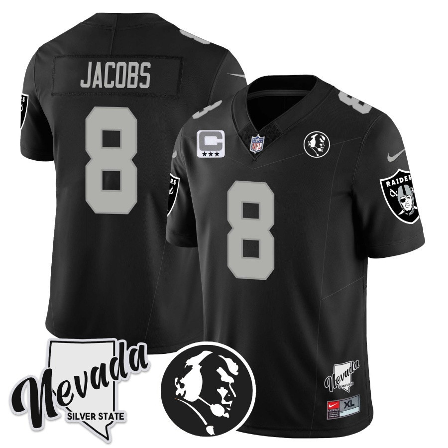 Men's Las Vegas Raiders John Madden Honoring & Nevada Silver State Patch Vapor Jersey - All Stitched - Image 2