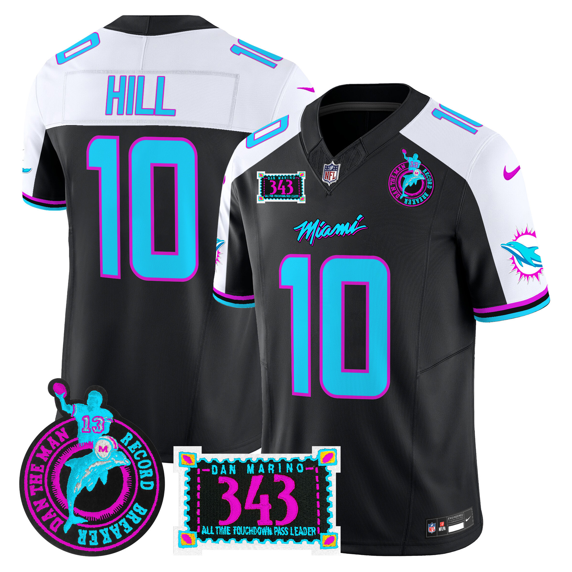 Men's Miami Dolphins "Dan the Man Record Breaker" Patch Vapor Limited Jersey - All Stitched - Image 3