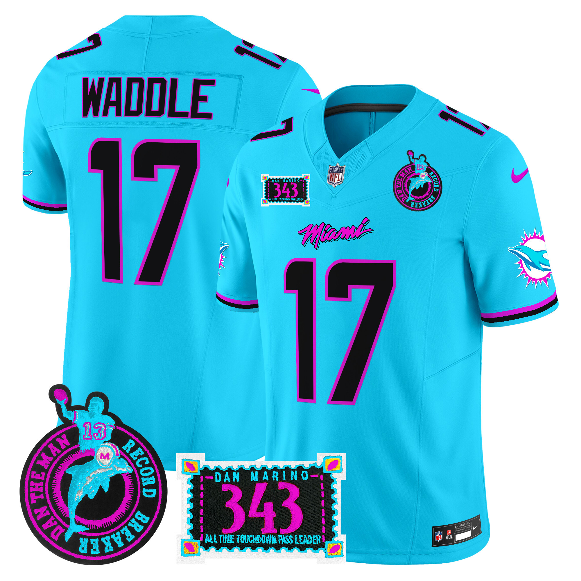 Men's Miami Dolphins "Dan the Man Record Breaker" Patch Vapor Limited Jersey - All Stitched - Image 18