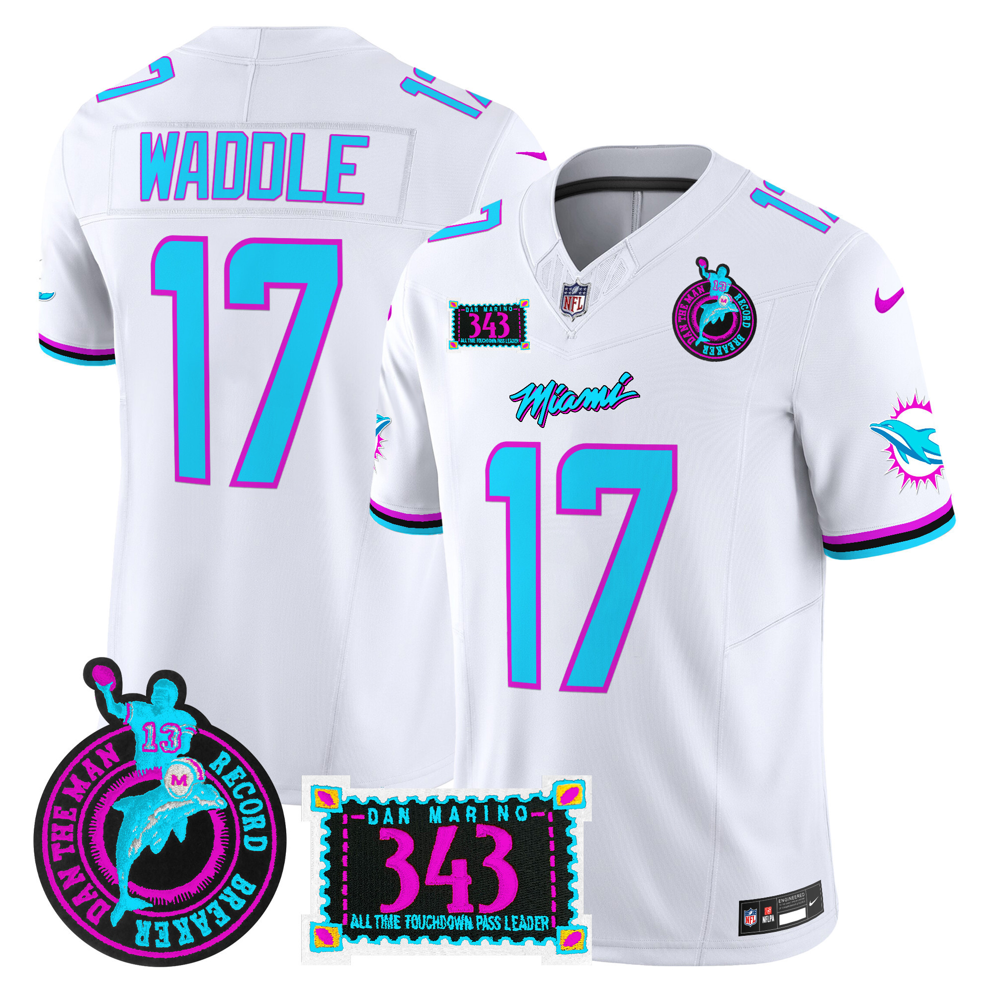 Men's Miami Dolphins "Dan the Man Record Breaker" Patch Vapor Limited Jersey - All Stitched - Image 26